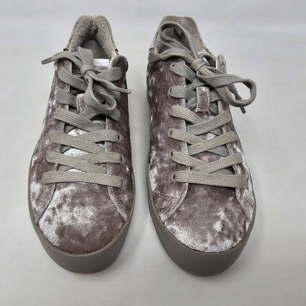 RAG & BONE SNEAKERS DOVE CRUSHED VELVET RB1 LOW TOP SILVER GRAY WOMENS SIZE 7.5