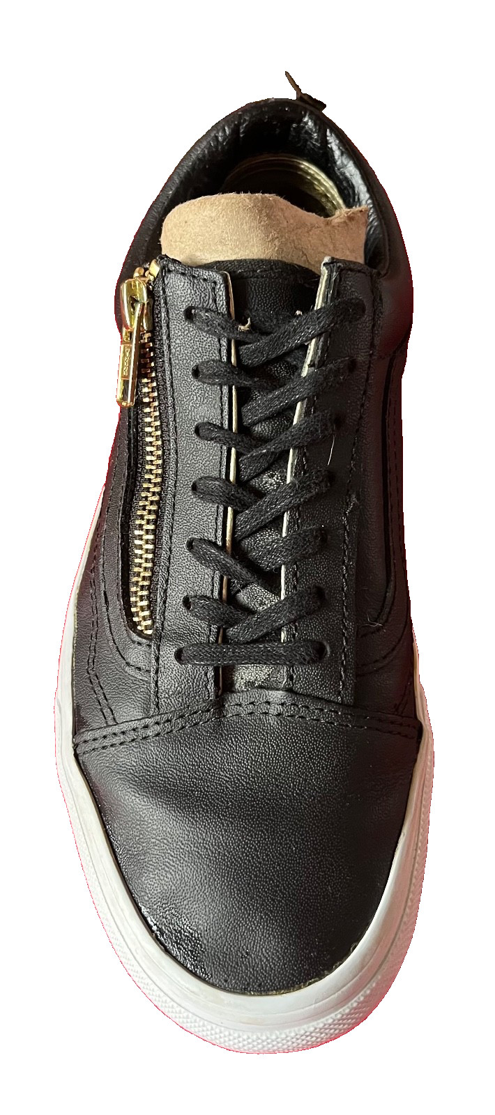 Vans Black Leather Lace-Up Side-Zip Shoes Women’s Size 7, Excellent condition