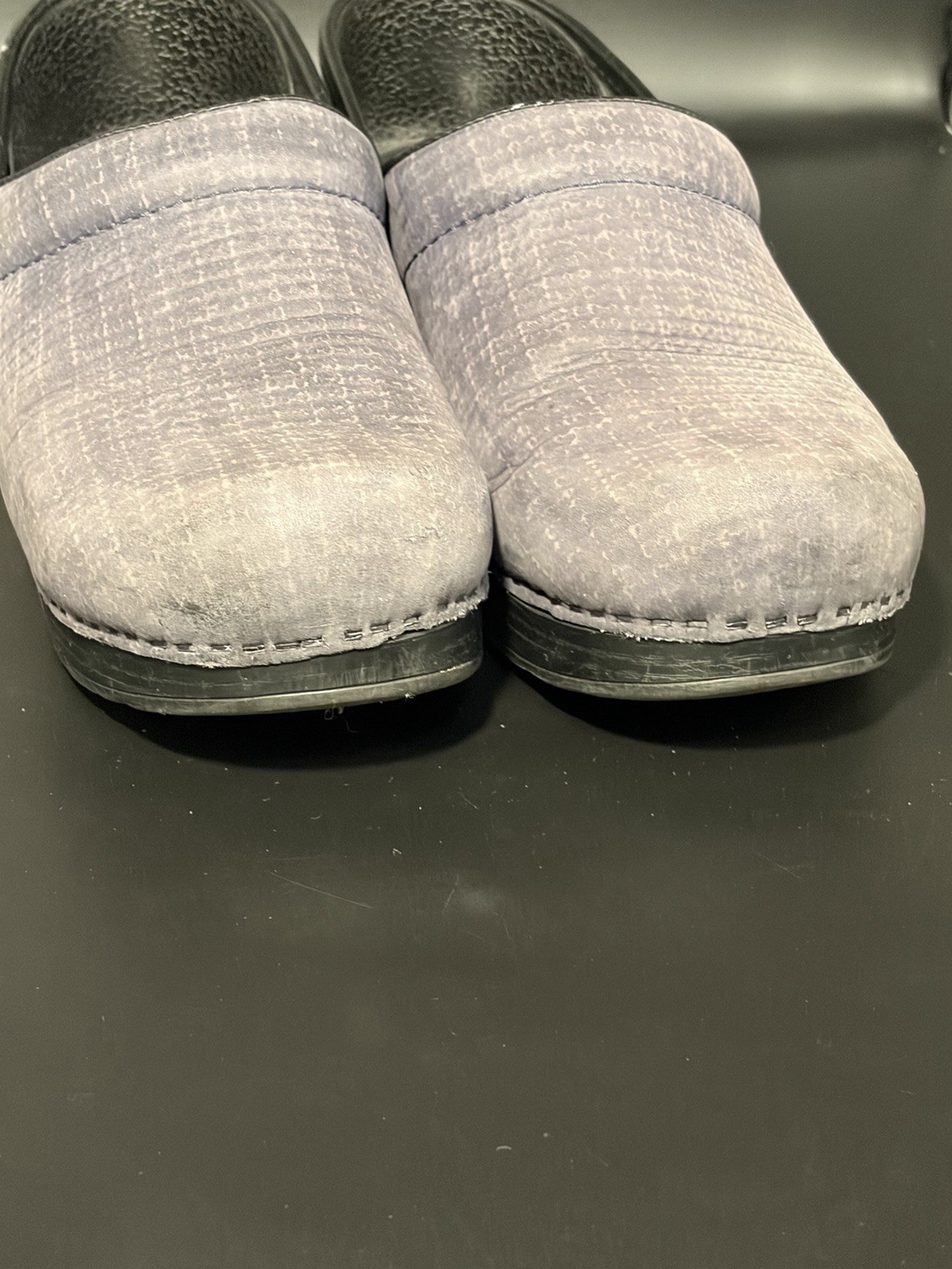 DANSKO Blue/Gray Textured/Cloth Pattern Clogs Shoes Size 39