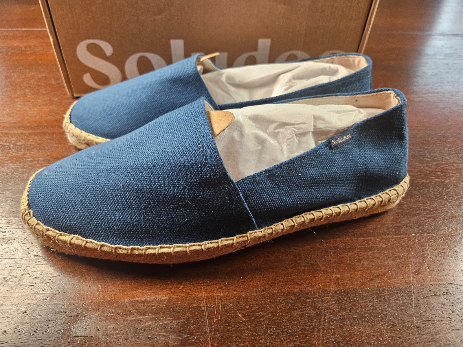 Soludos Women Sz 10 Espadrilles Sandal Navy Canvas Platform Slip On New in box
