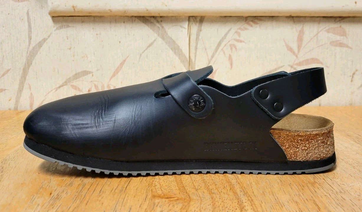 Birkenstock Tokio Pro Super Grip Black Leather Adjustable Strap Clogs Size 37