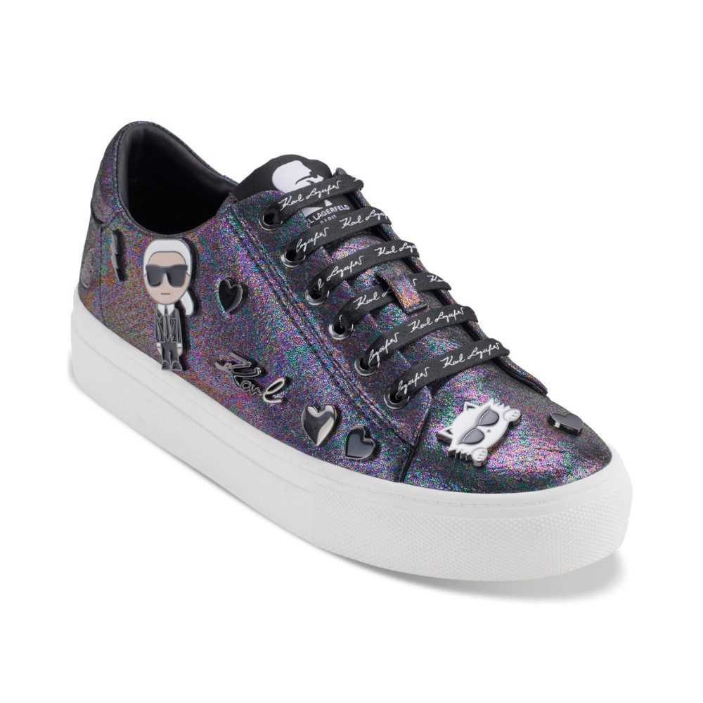 Karl Lagerfeld Paris Cate Pins Lace Up Sneakers Womens 8 Multi Shoes HAWK2163