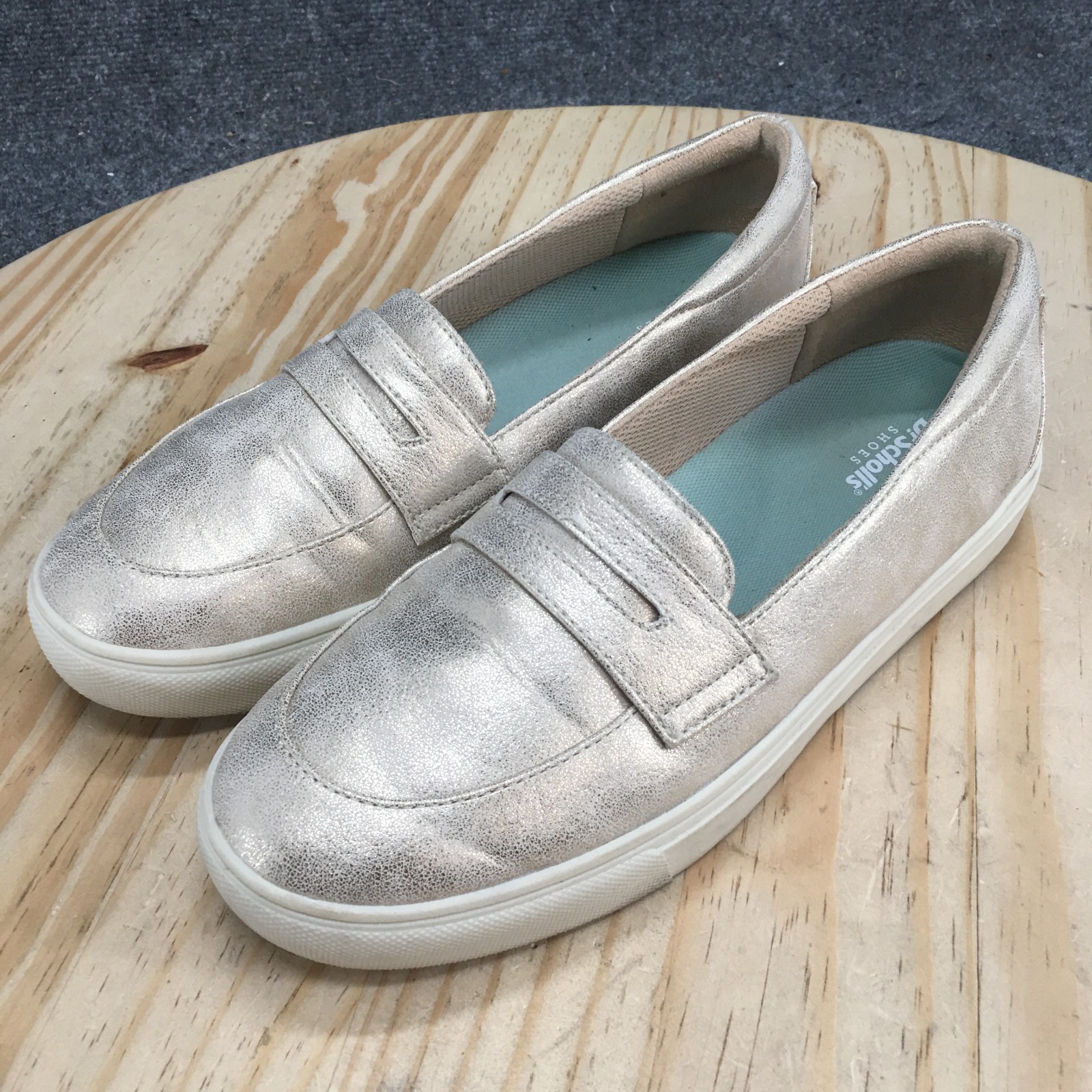 Dr. Scholls Shoes Womens 9M Nova Moc Slip On Sneakers Silver Faux Leather Casual