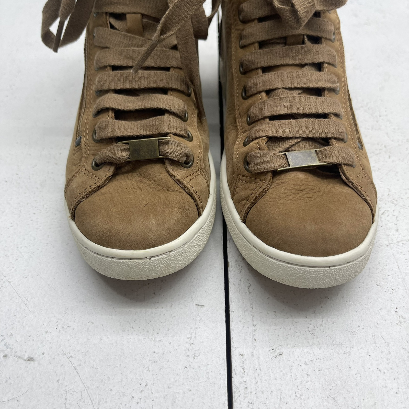 Ugg Olive 1019716 Chestnut Brown Leather High Top Lace Up Sneaker Women’s 7.5