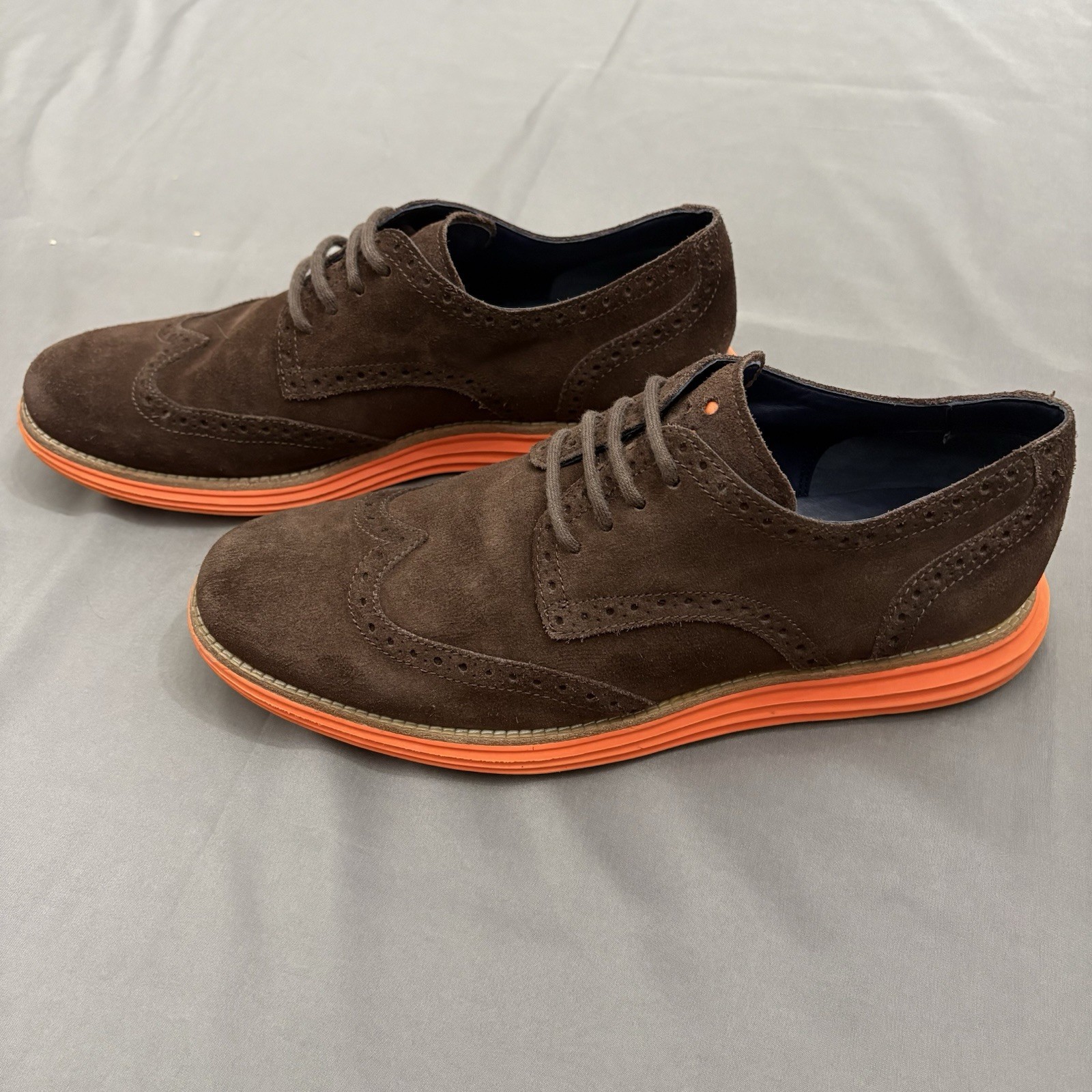 Cole Haan Men’s Brown Shoes Lunargrand Suede Wingtip Oxfords Dress 9.5M C11097