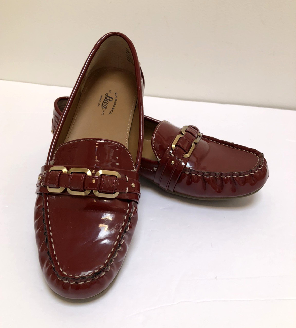 Bass Betsy Rust Vegan Man Made Patent Moc Loafer Shoes Women’s 7M