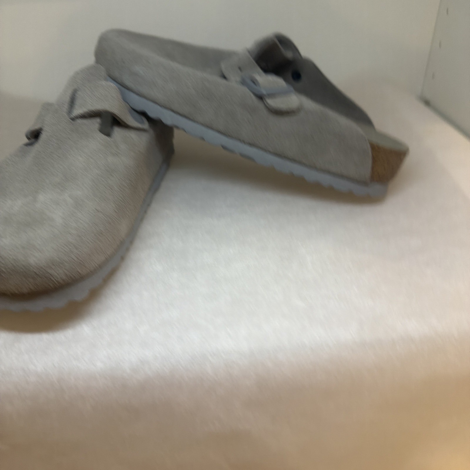 NEW Birkenstock Boston Soft Footbed Taupe Suede Clogs Size 37 Narrow Fit