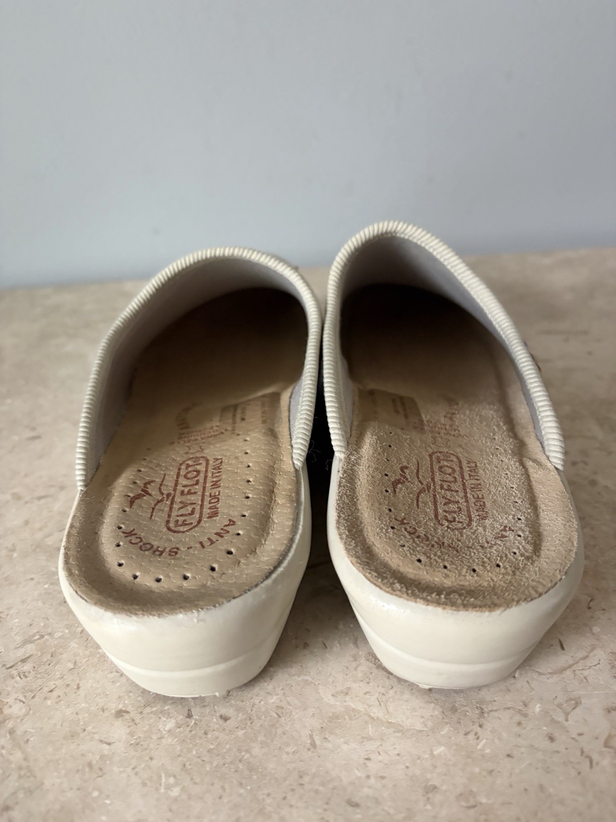 Fly Flot Clogs Women’s 40 US 9 Beige Mesh Anti-Shock Anatomic Mules Italy Made