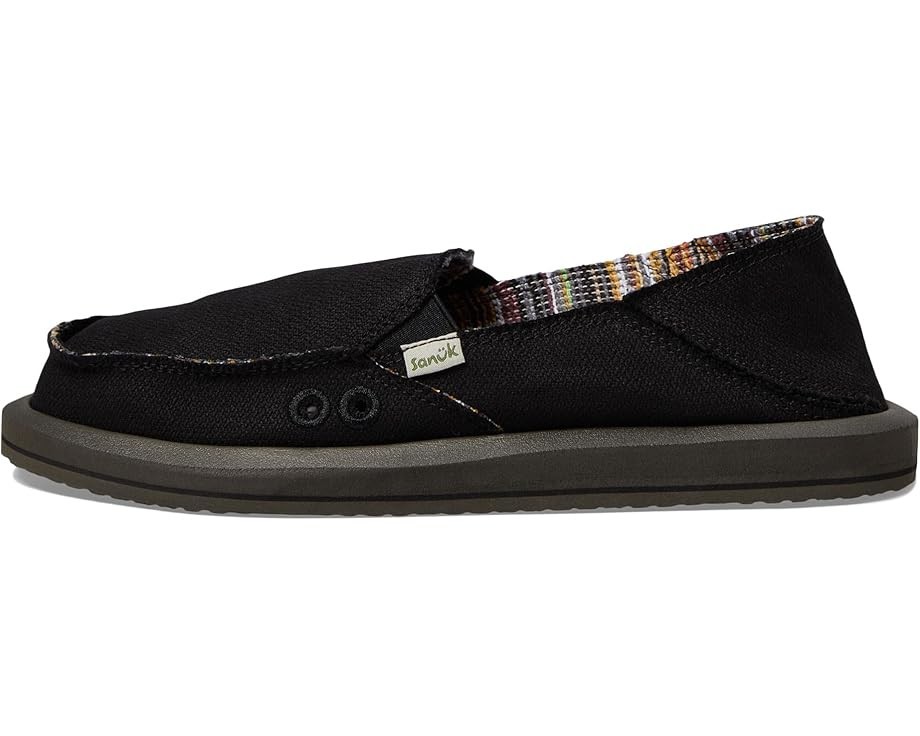 *SALE* Unisex Sanuk Donna Hemp Two-Tone Black Slip-on Loafer Shoes New Authentic