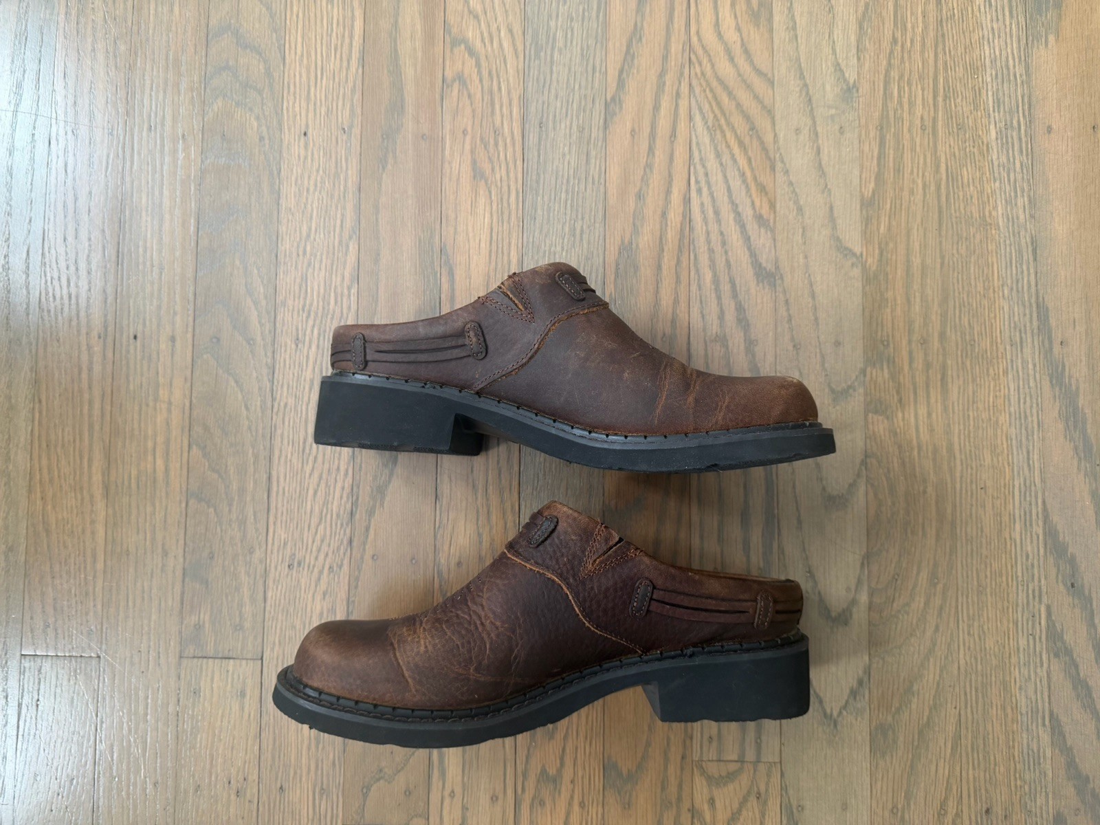 Roper Womens Size 8.5 Brown Leather Slip On Casual Western Cowboy Mule Shoes