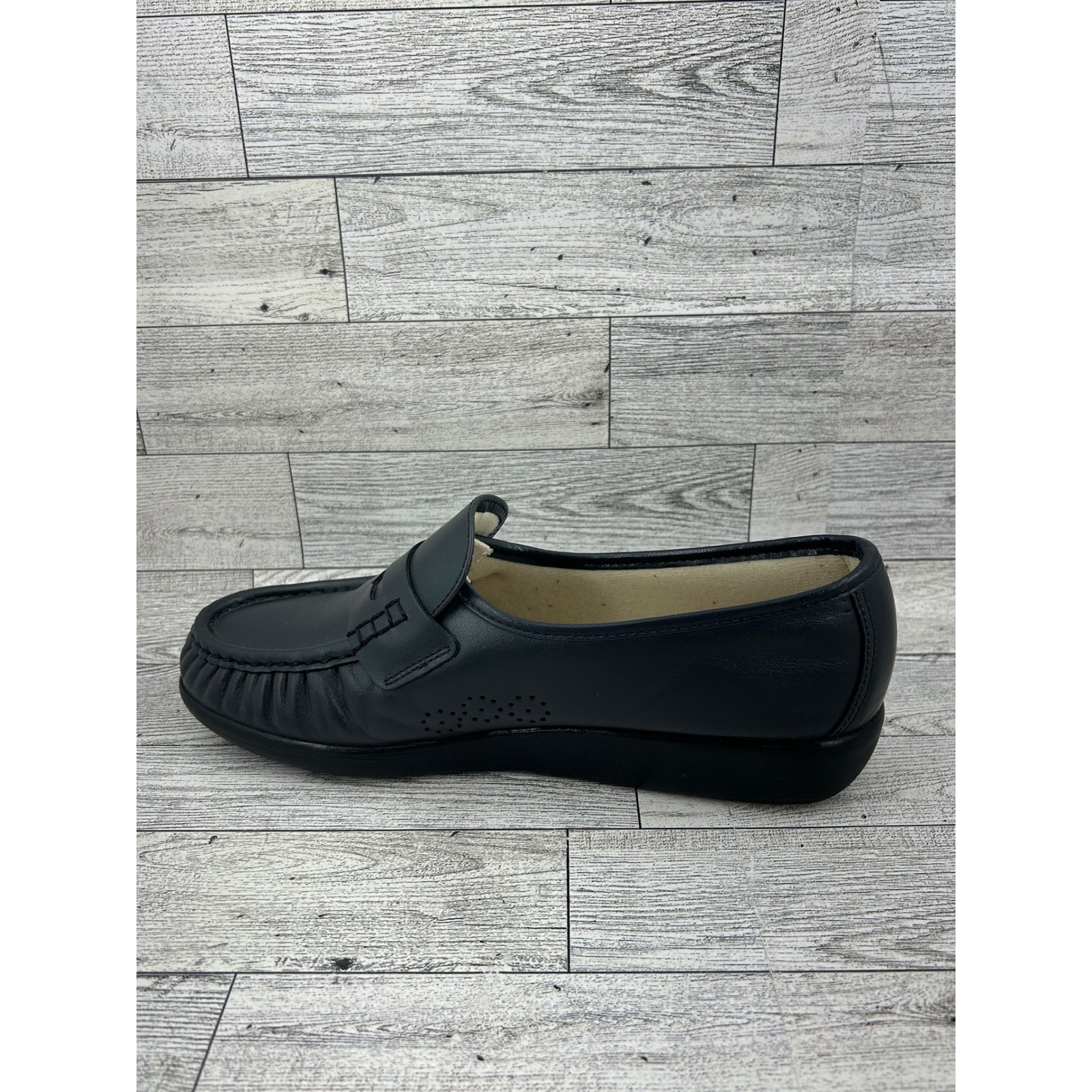 SAS Shoes Genuine Handsewn Black Leather Loafers Slip On Comfort Women 8.5