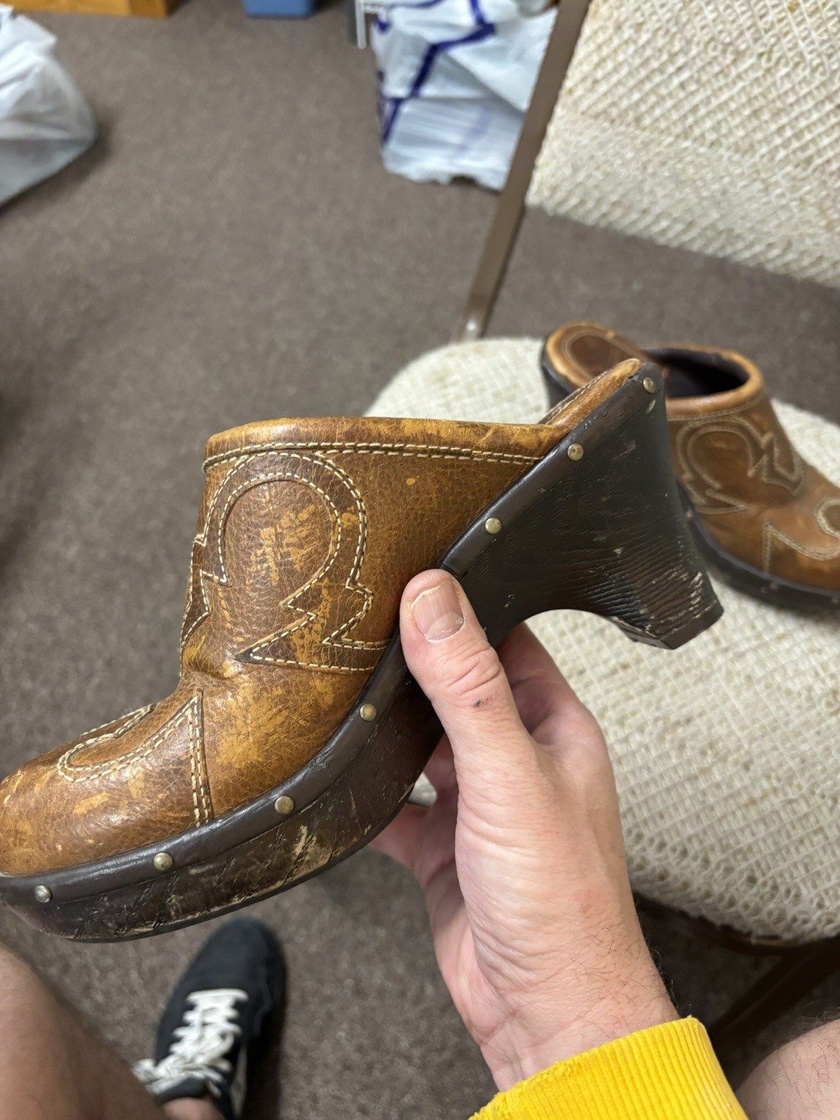Sonora Western Clogs Brown Leather Mule Cowboy Vintage Bohemian Shoes 7.5 M