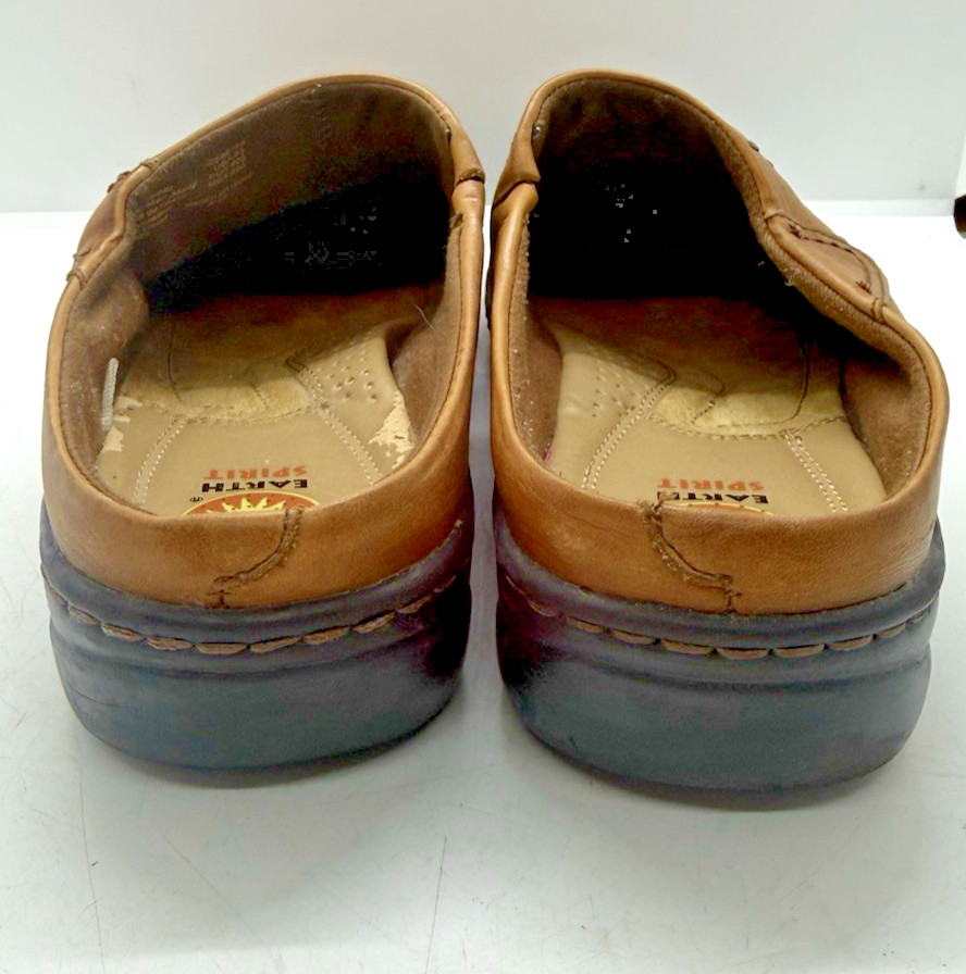 Vtg Earth Spirit Jenny Clogs Tan Leather Slip On Mules Gelron 2000 Sz 8.5 Shoes
