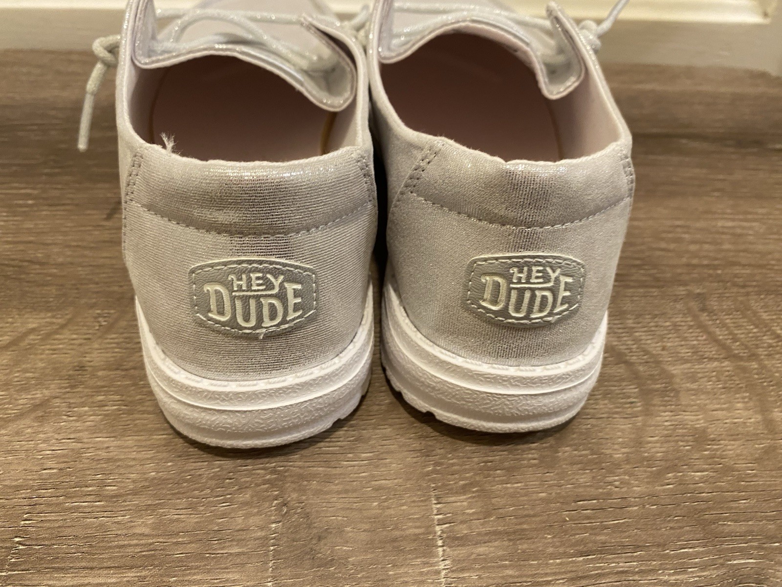 Hey Dude Wendy Metallic Shine Silver Slip-On Lightweight Comfort Women 7 M 38