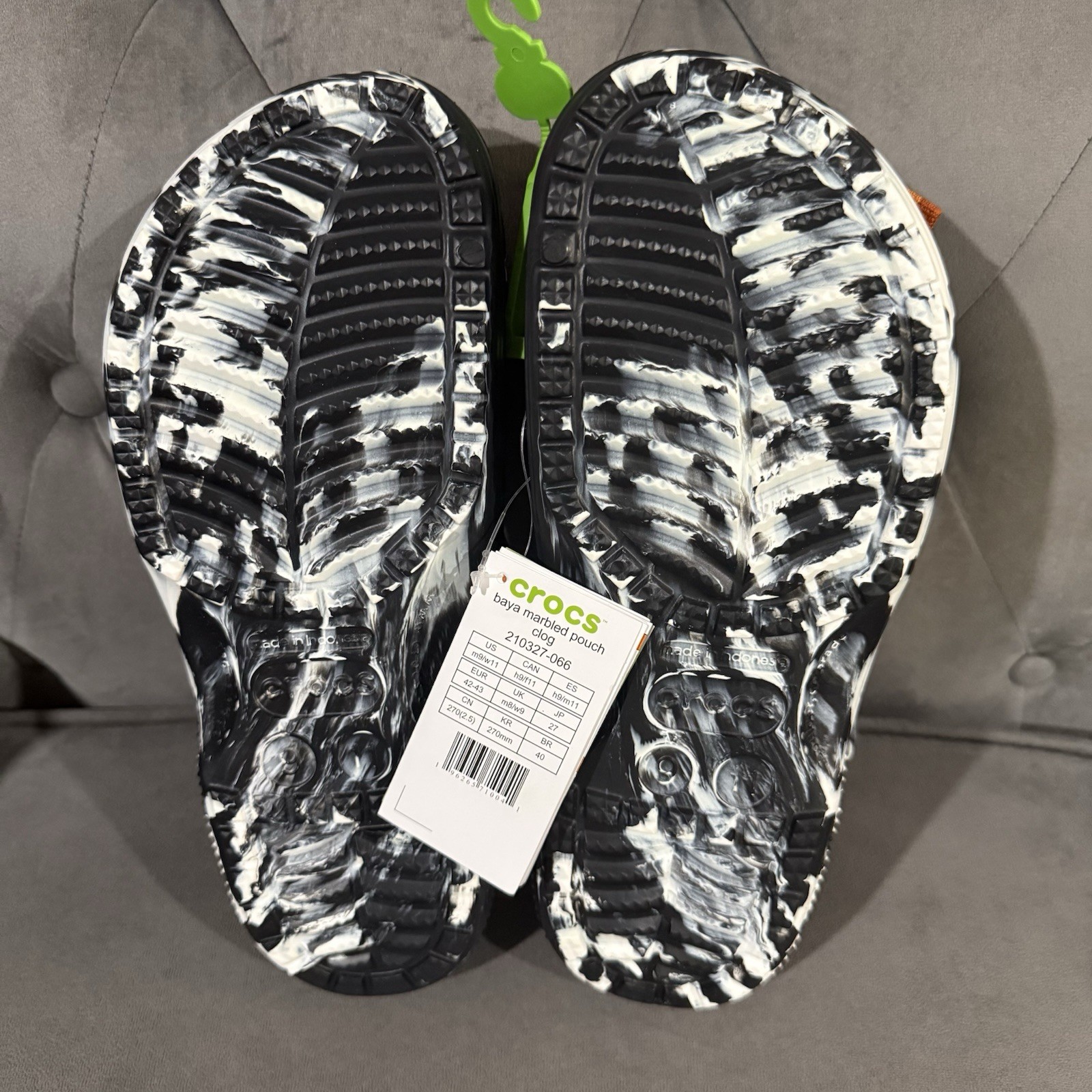New CROCS Baya Marbled Pouch Clog Black/White Unisex W11 / M9