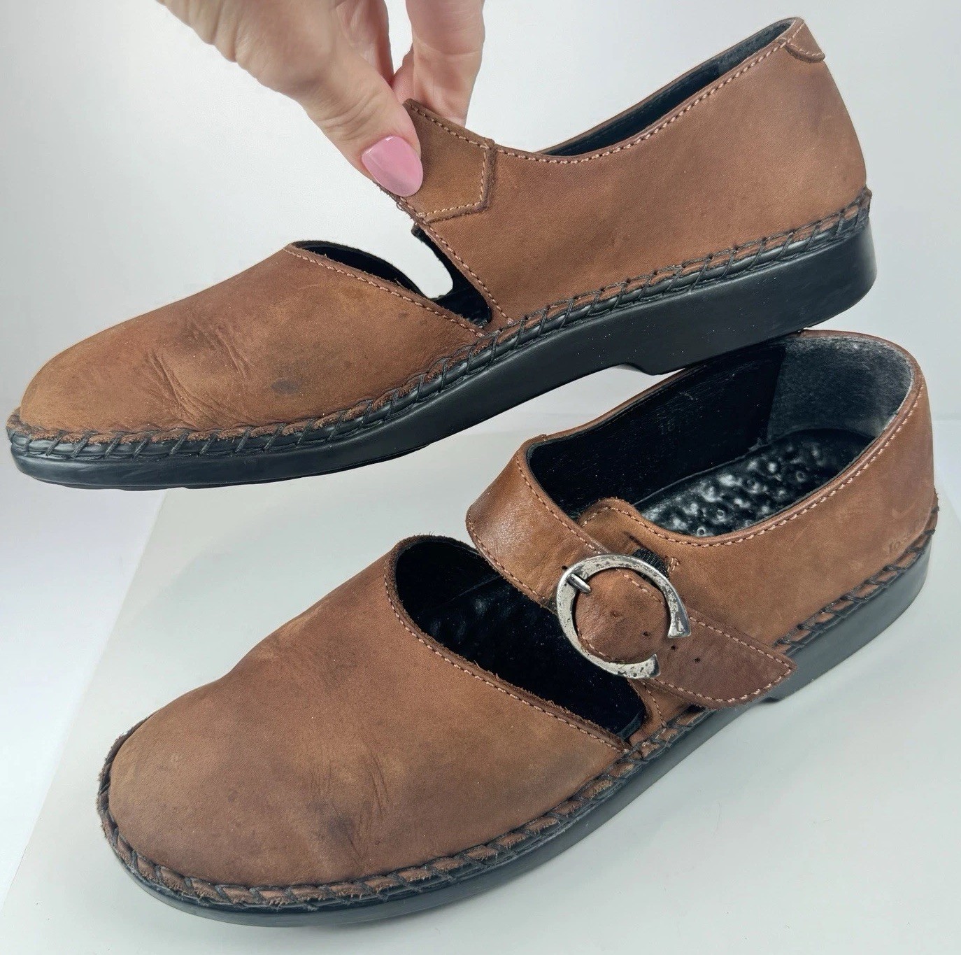 Josef Seibel Air Massage Mary Jane Ring-Buckle Shoes EU 40 US 9-9.5 Brown