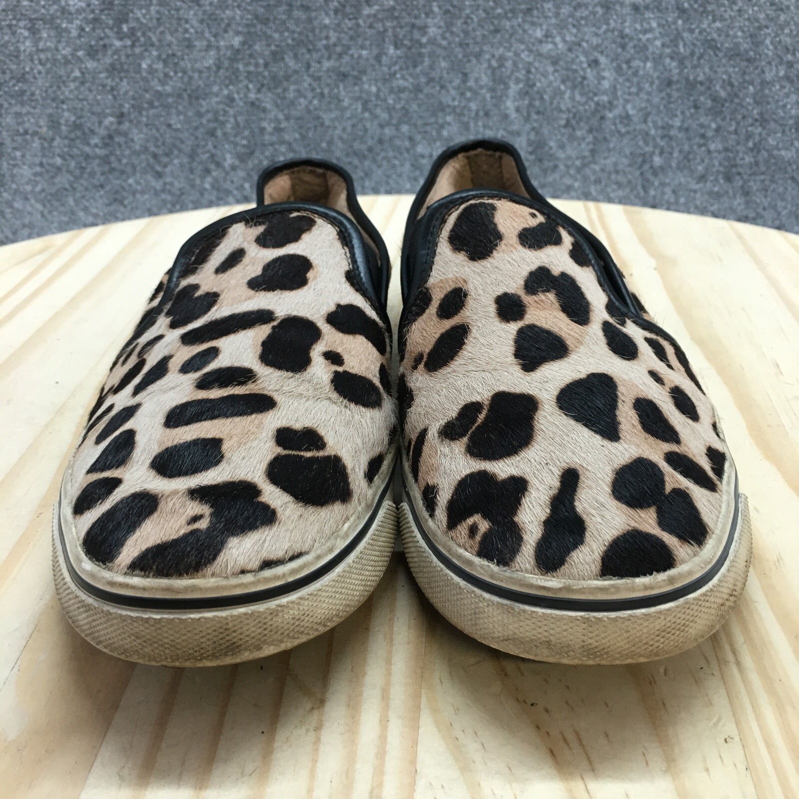 Dolce Vita Shoes Womens 8.5 Leopard Faux Fur Slip On Sneakers Brown Comfort