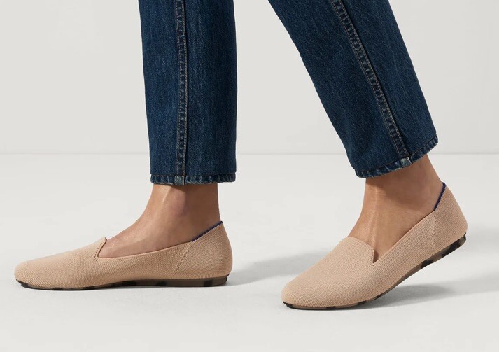 Rothy’s The Loafer 8 Ecru Beige Knit Sustainable Flat Shoe