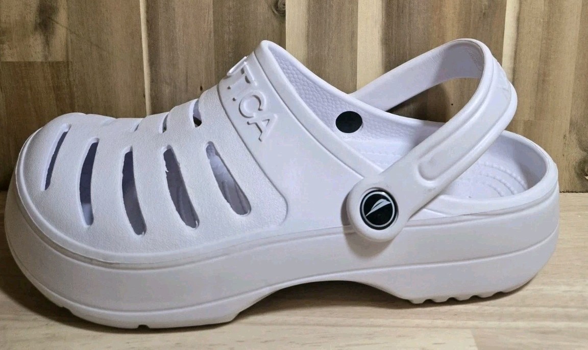 Nautica River Edge Women’s Shoes Size 10 Clog/Slides Unisex Men’s 8 White New