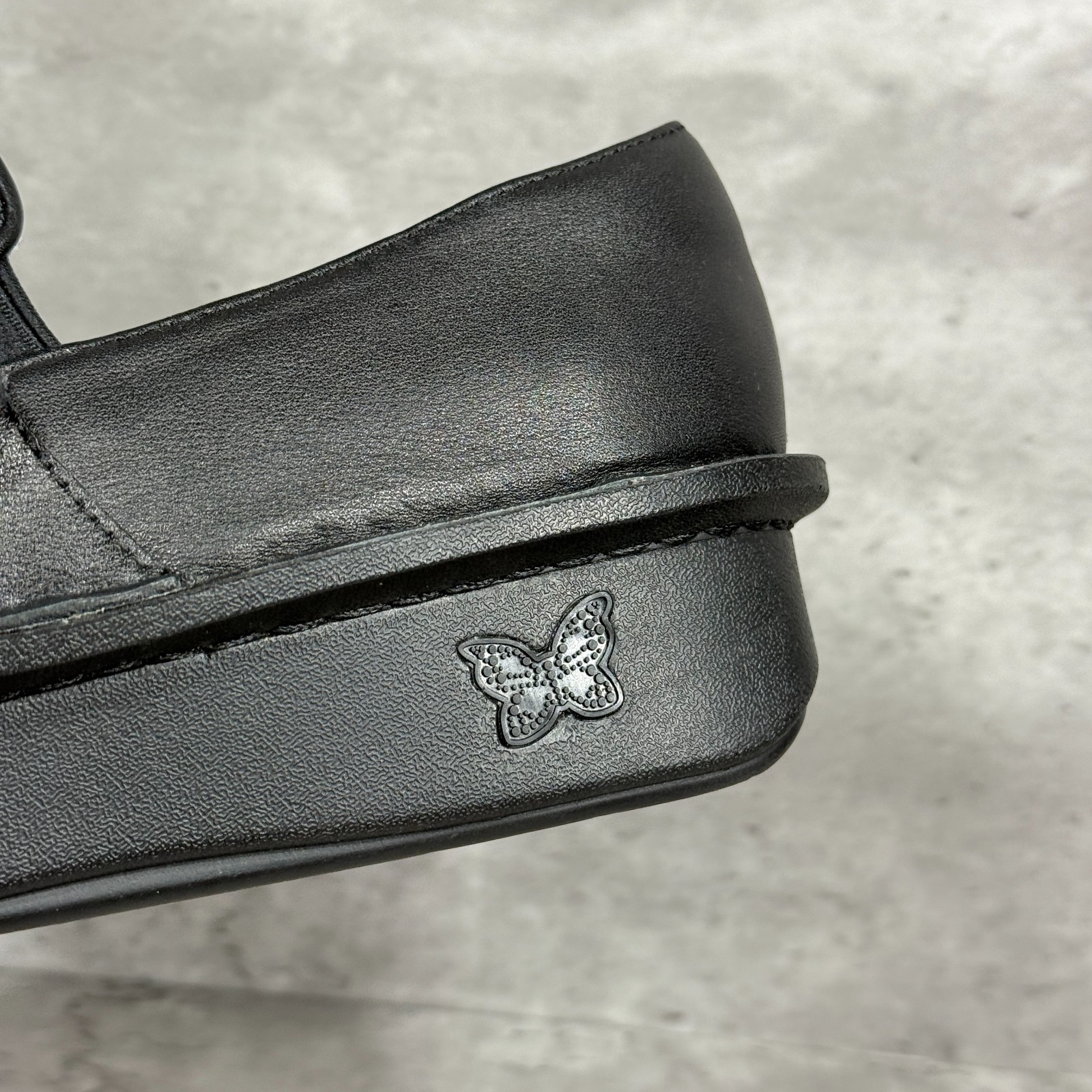 Alegria Ericka Black Leather Studded Strap Hook & Loop Wedge Shoes Women’s 8-8.5
