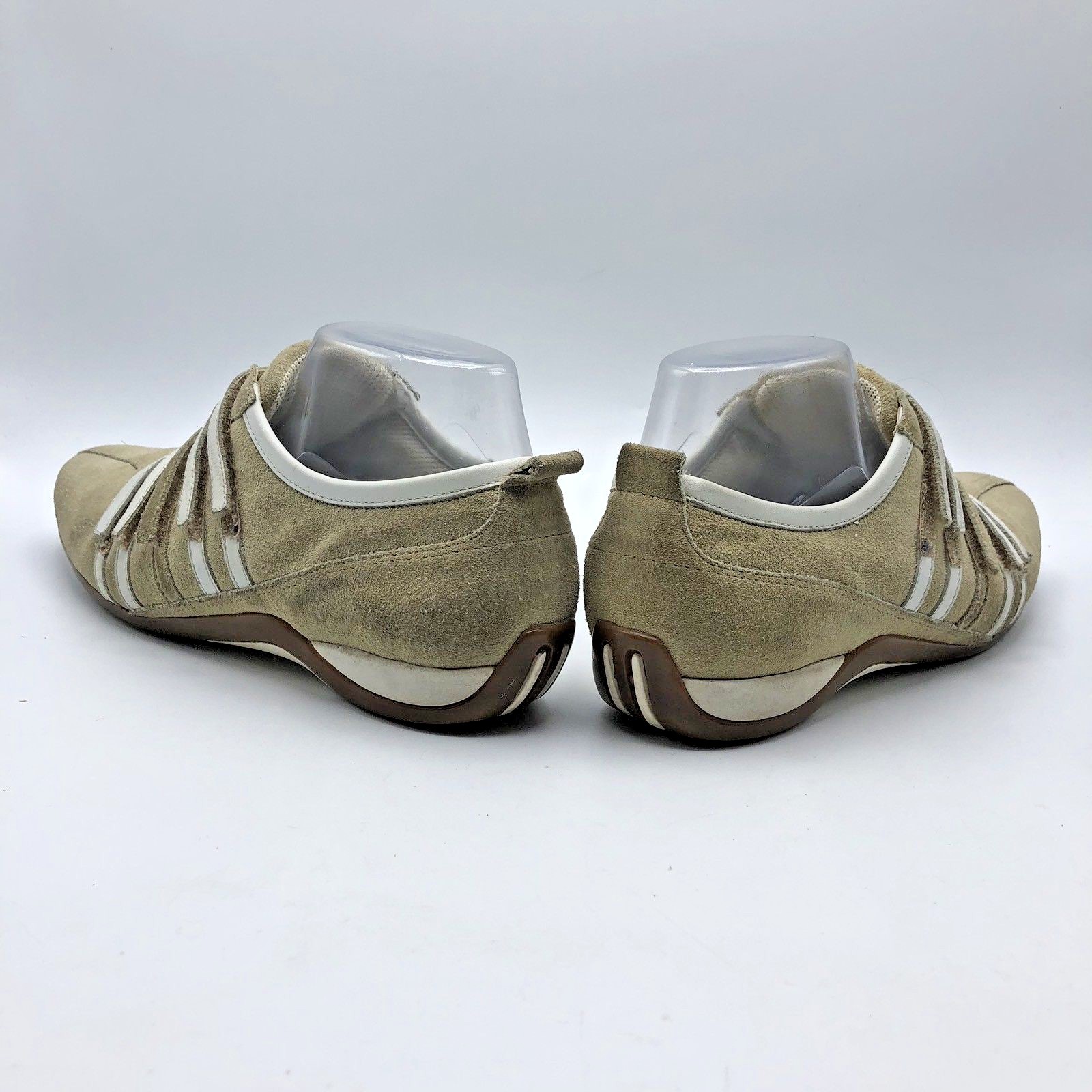 ECCO Women Beige White Hook and Loop Fastener Sneaker Shoe Size 7.5 Pre Owned