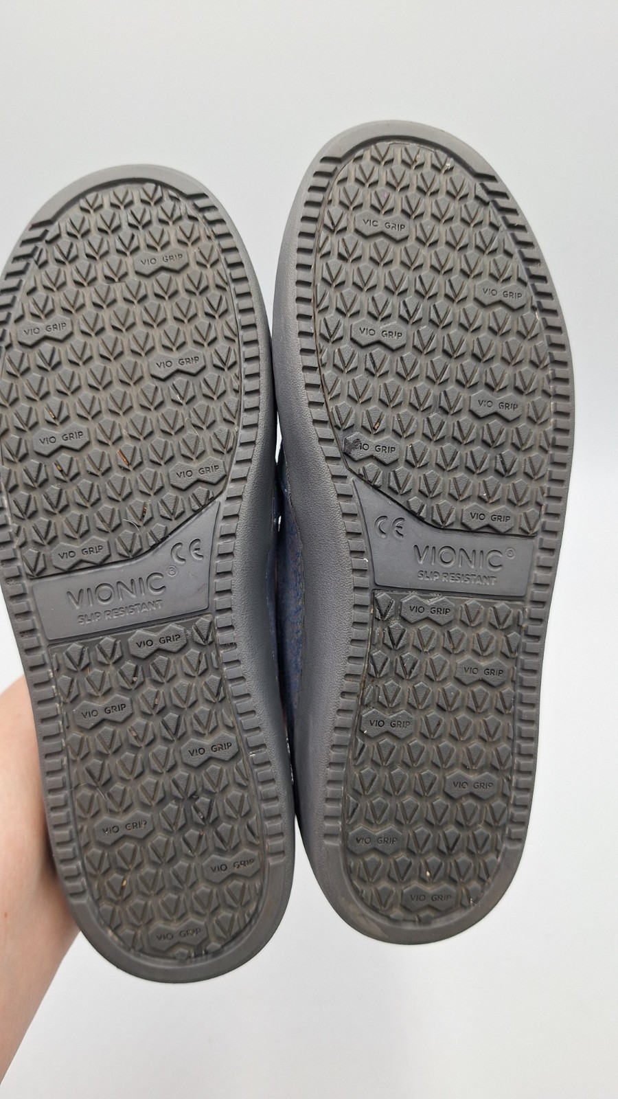 Vionic Avery Pro Blue Silver Metallic SlipOn Waterproof Sneaker Comfort 7US/38EU