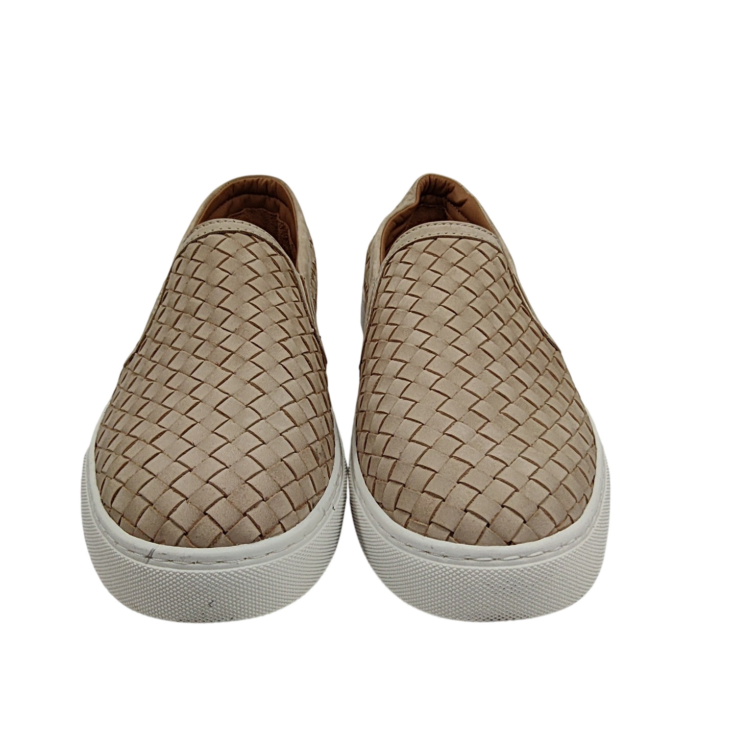 Quince Women 100% Handwoven Leather Slip On Sneaker Almond Shoes 9