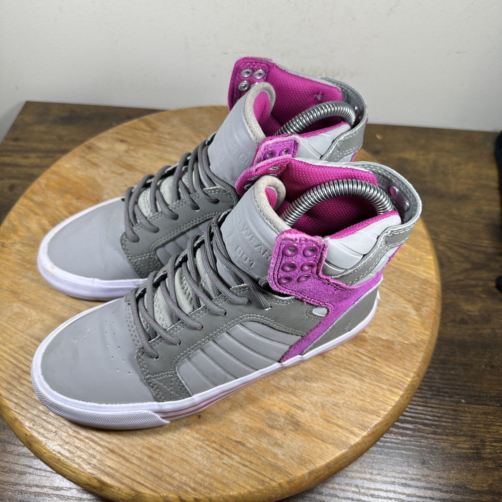 Supra Skytop Shoes Womens Size 5.5 Gray Purple High Top Skateboarding SW18005