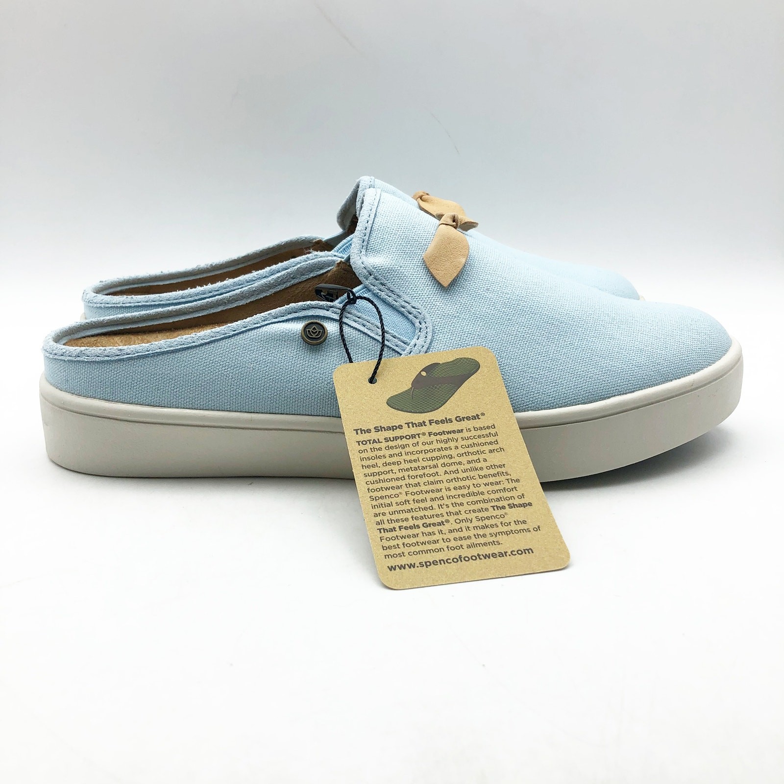 Spenco Womens Audrey Casual Slides 8 WIDE EU 38.5D Cool Blue Sneaker Mule NIB
