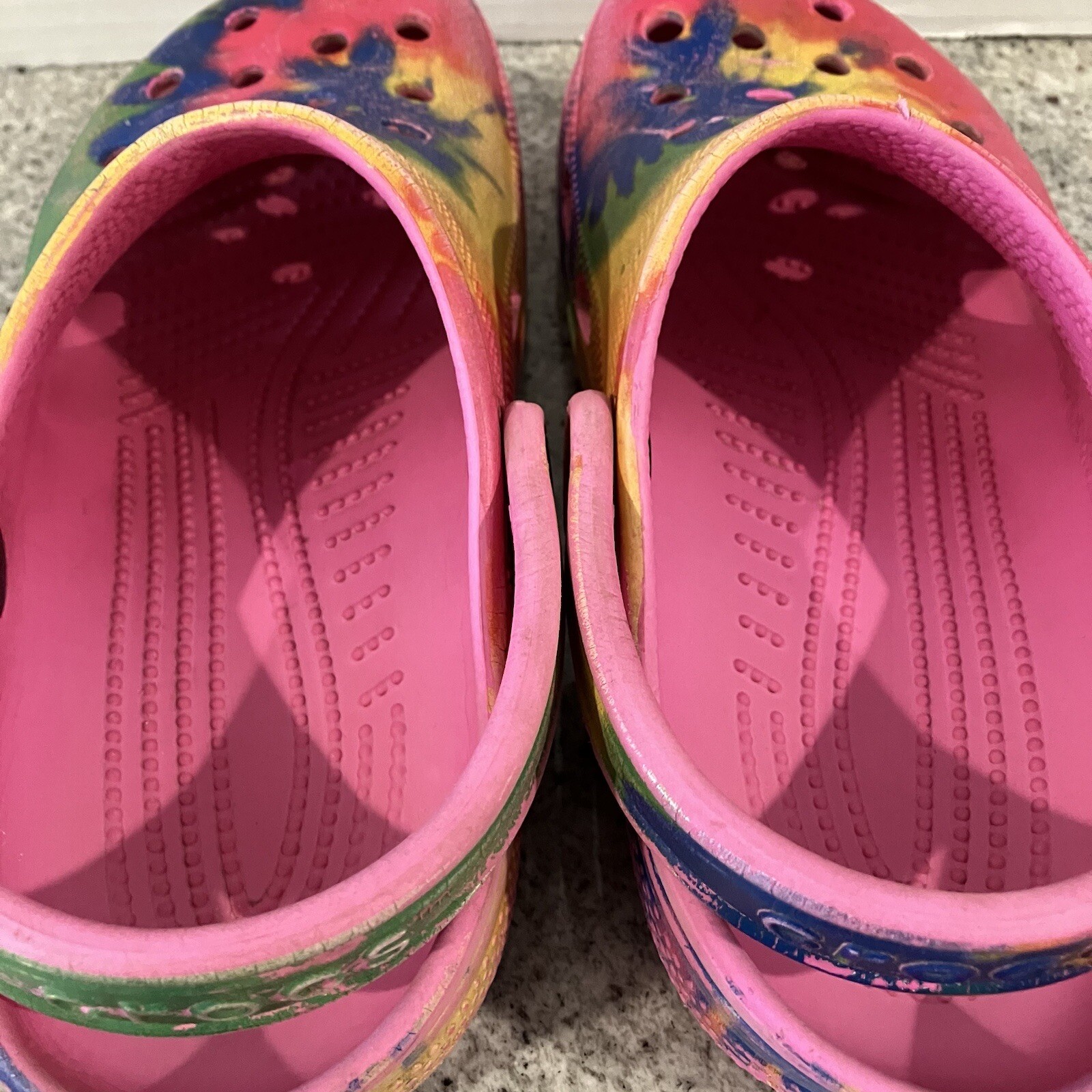 Crocs Mens 5/Womens 7 Unisex Tie Dye Clogs Shoes Non Slip Colorful