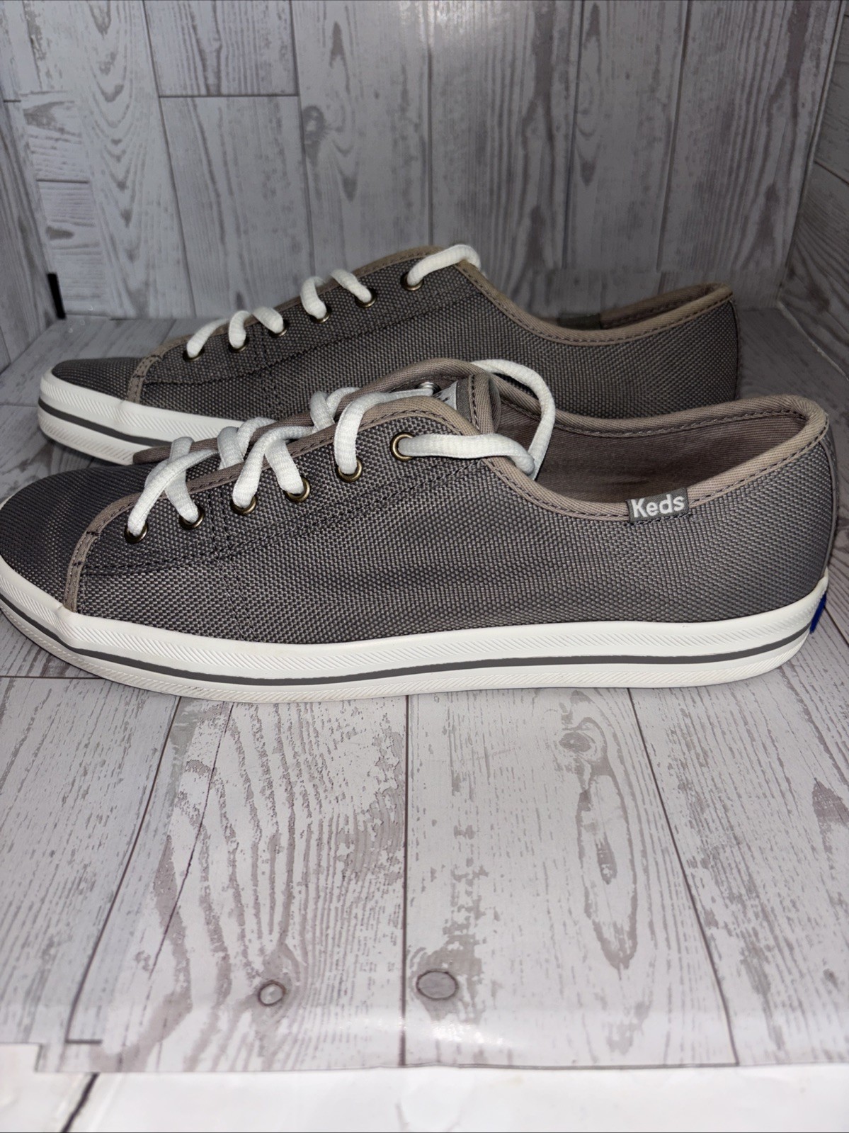 Keds Champion Gray Canvas Lace Up Sneakers Women’s 8 Dream Foam Memory Comfort