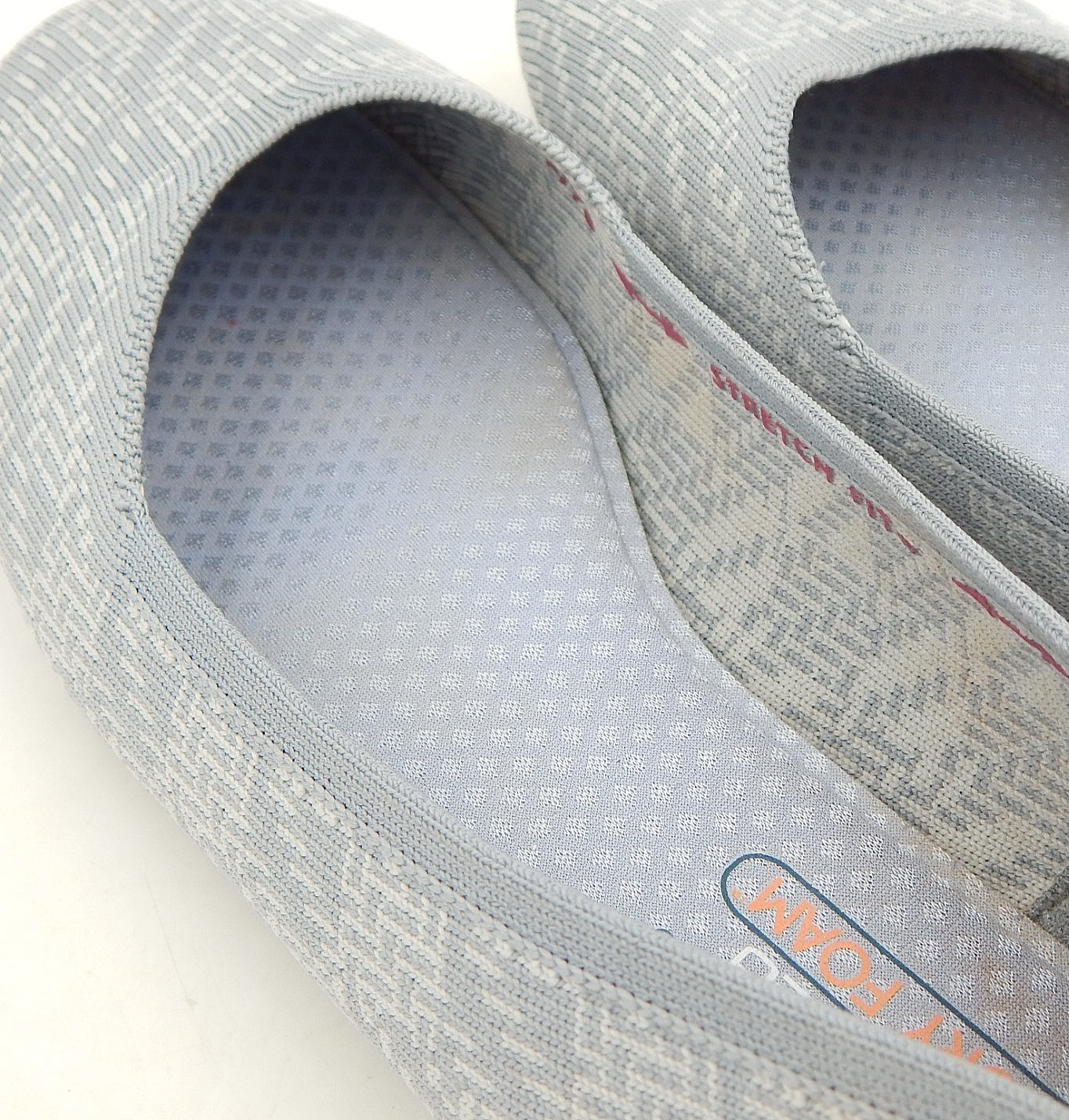 SKECHERS Air Cooled Memory Foam LT Gray Flat Slip On Shoes Mesh Women 10 Stretch