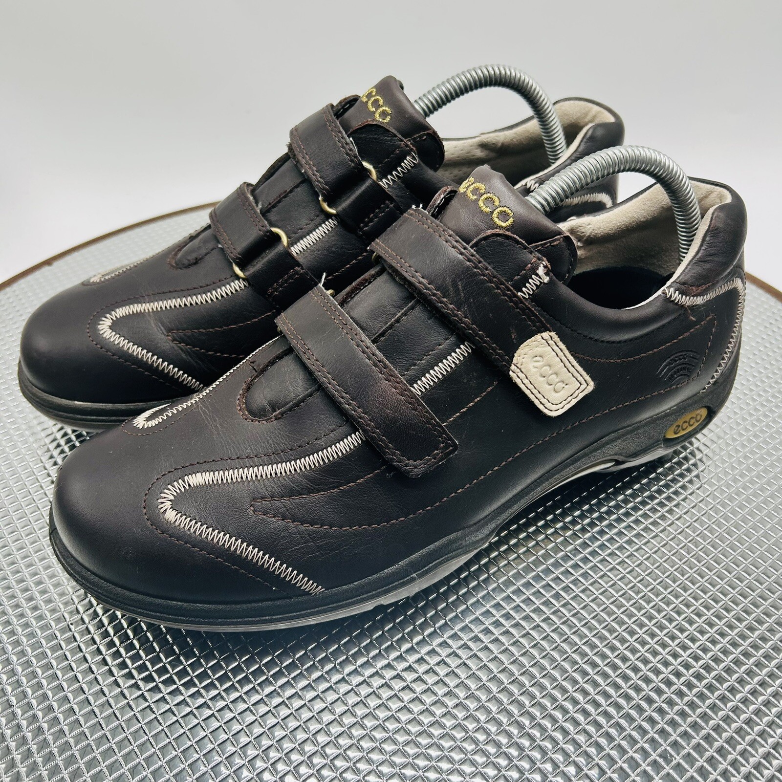 Ecco Hydromax Women Size US 9 EU 40 Comfort Brown Leather Hook & Loop Golf Shoes
