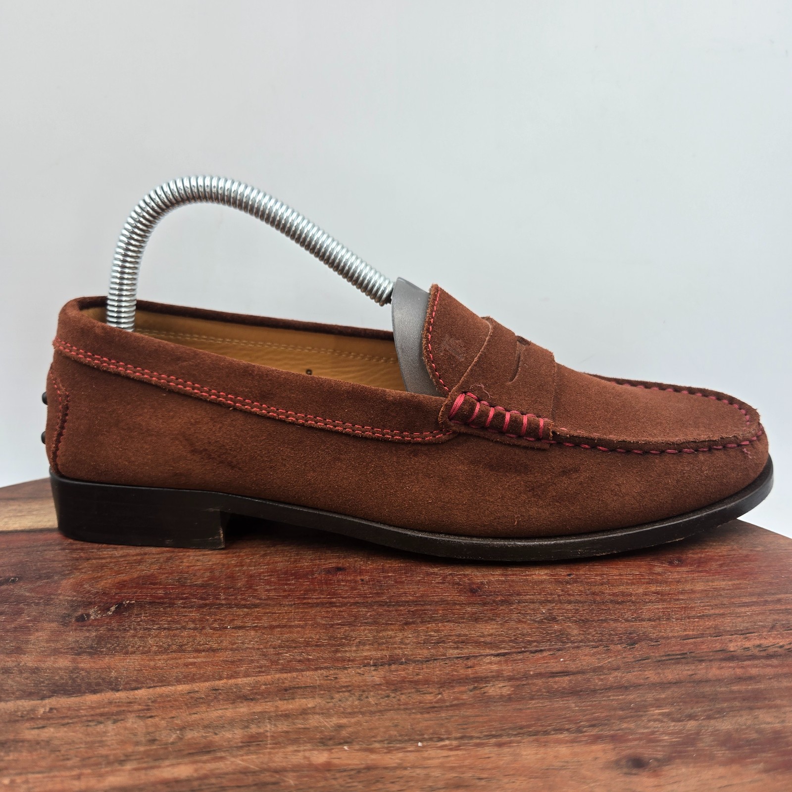 Tod’s Penny Loafer Shoes Women’s 9 Brown Suede Moc Toe Slip On Flats Moccasin