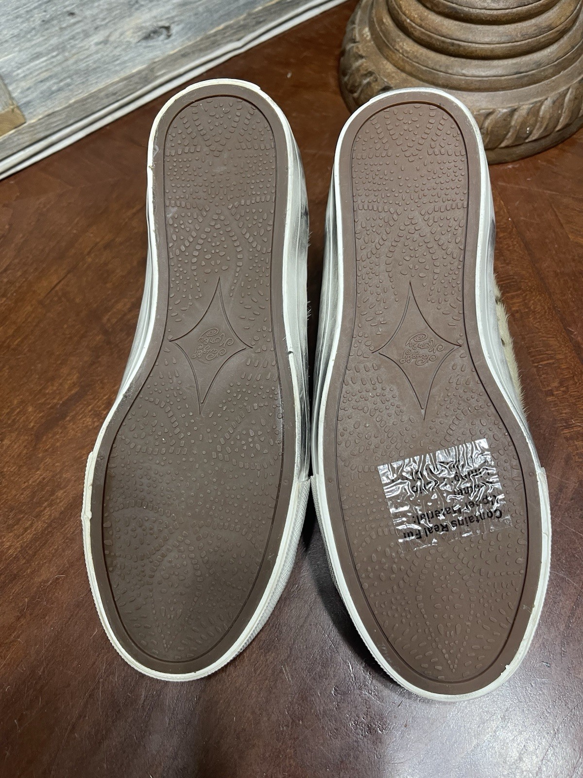 Naughty Monkey Cowhide Distressed Sneakers Wildlife Pony Hair Slip On Casual 7.5