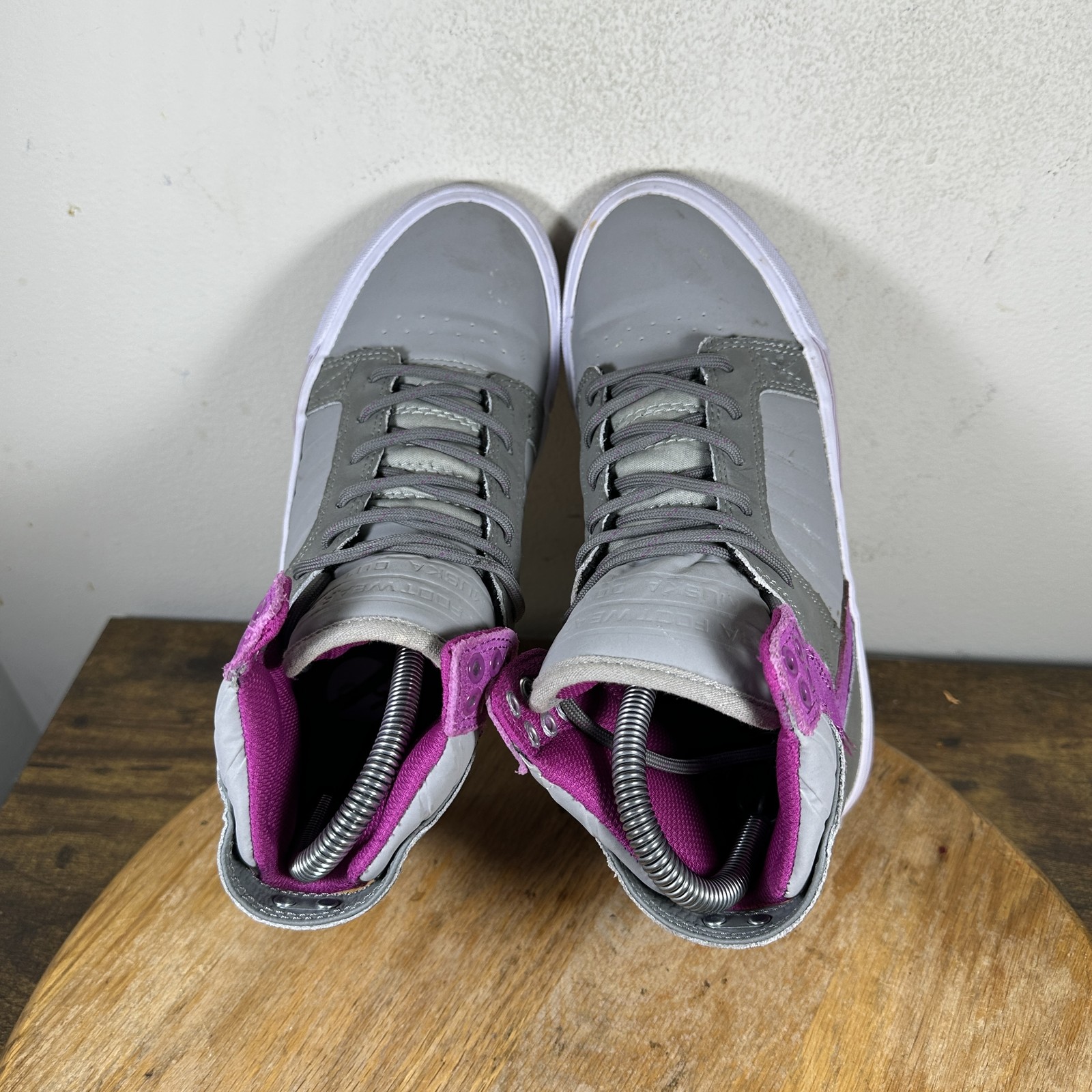 Supra Skytop Shoes Womens Size 5.5 Gray Purple High Top Skateboarding SW18005