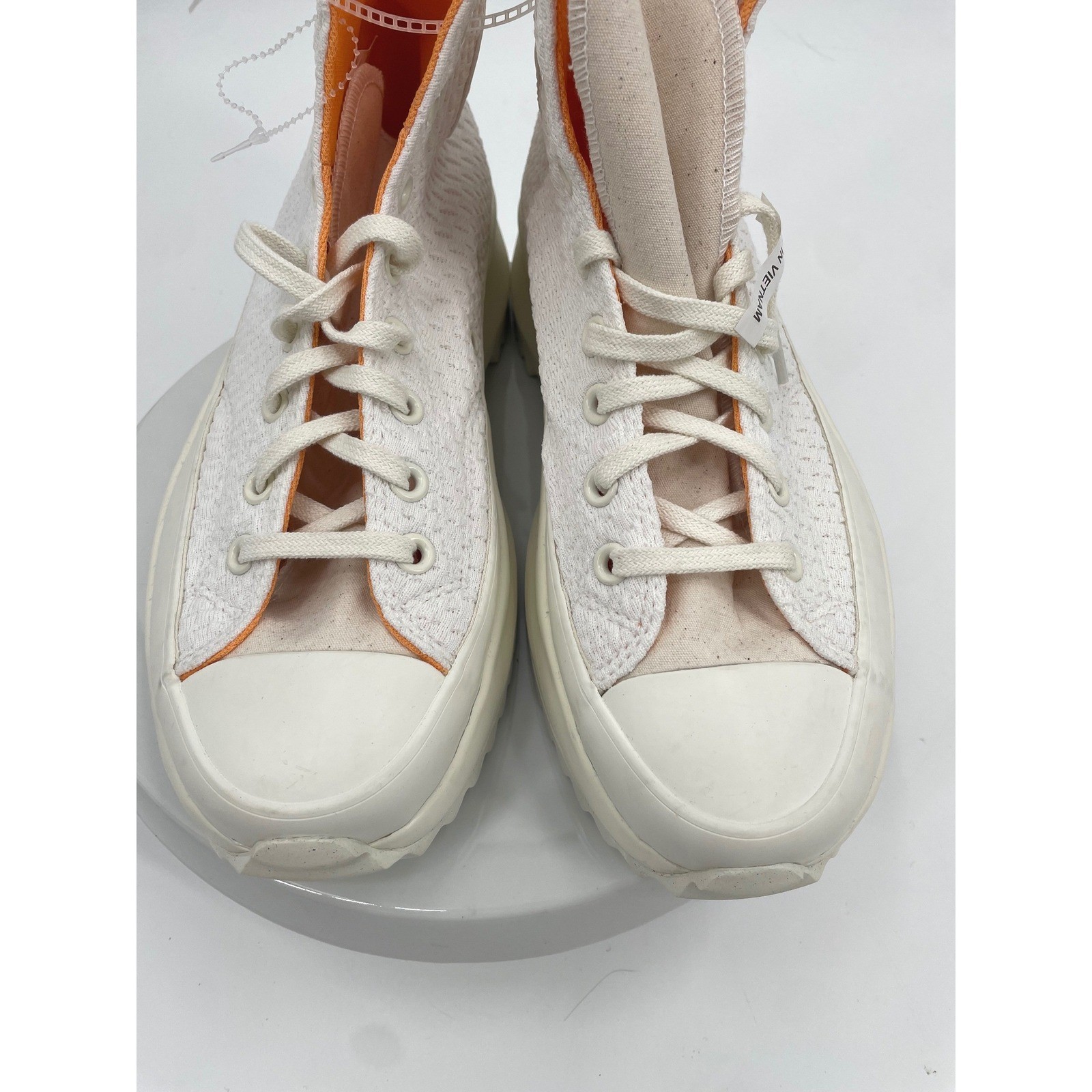Converse Run Star Hike Shoes Womens 11 White Peach Olive Textile Platform