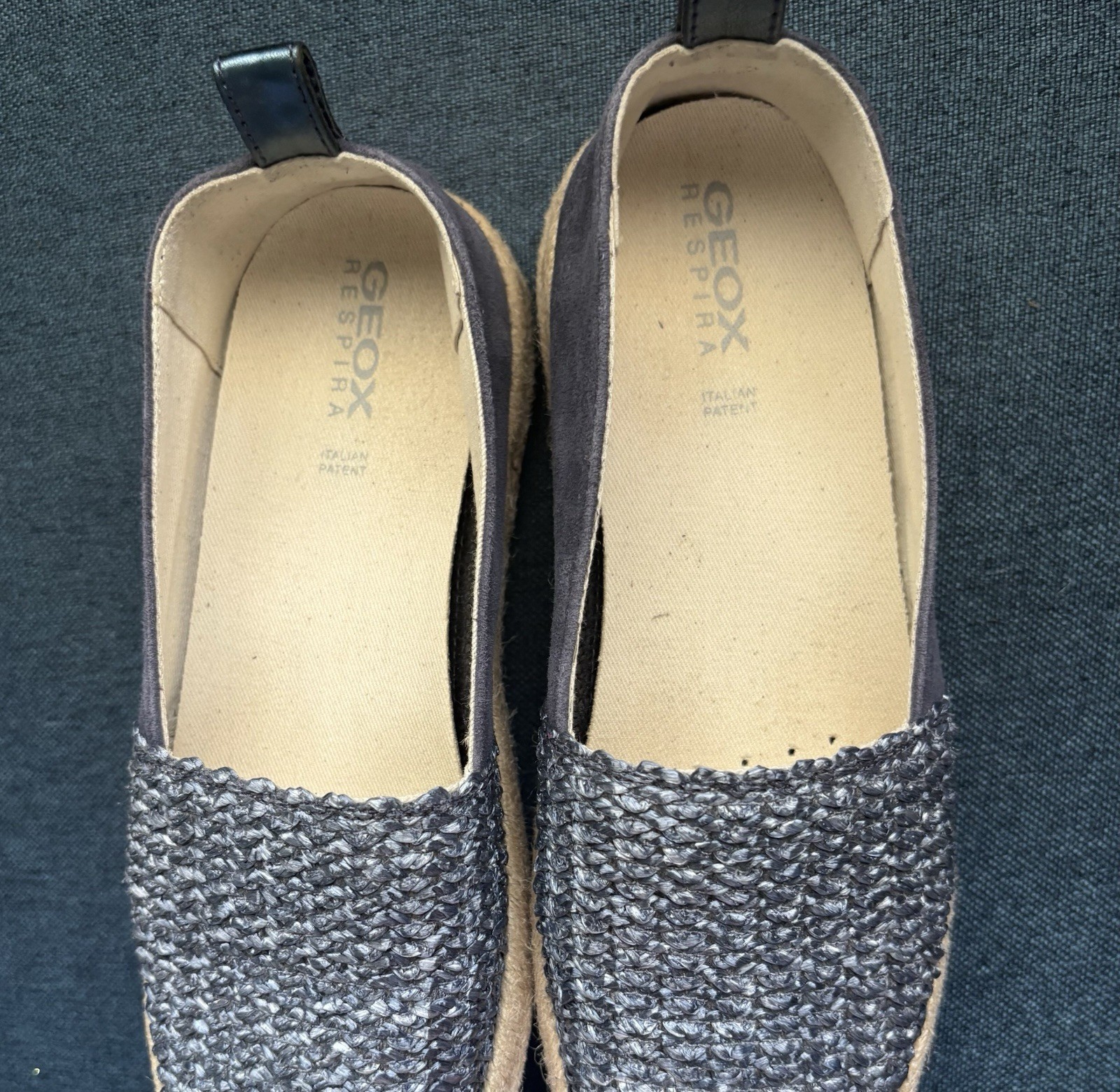 NEW Geox Modesty Blue Suede Textile Espadrille Flats, Size 6, MSRP $150