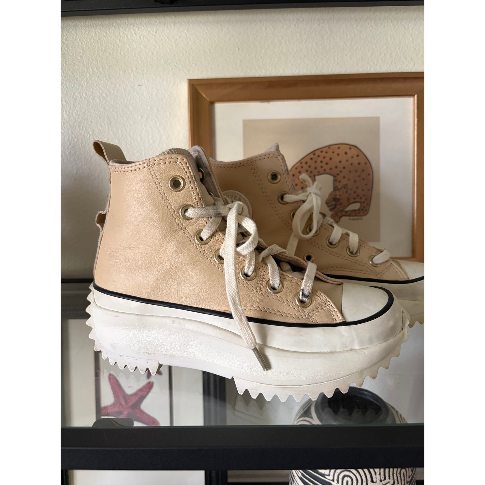 Converse Run Star Hike Leather High Light Twine Womens 4.5 Platform