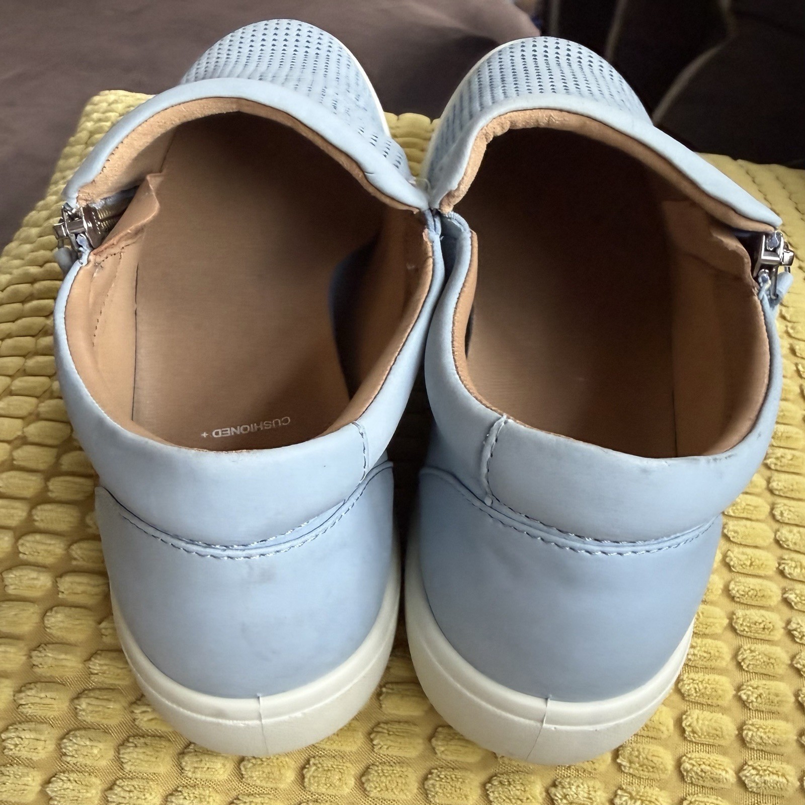 Hotter Daisy Women Baby Blue Leather Perforated Pull On Comfort Shoes- 9.5