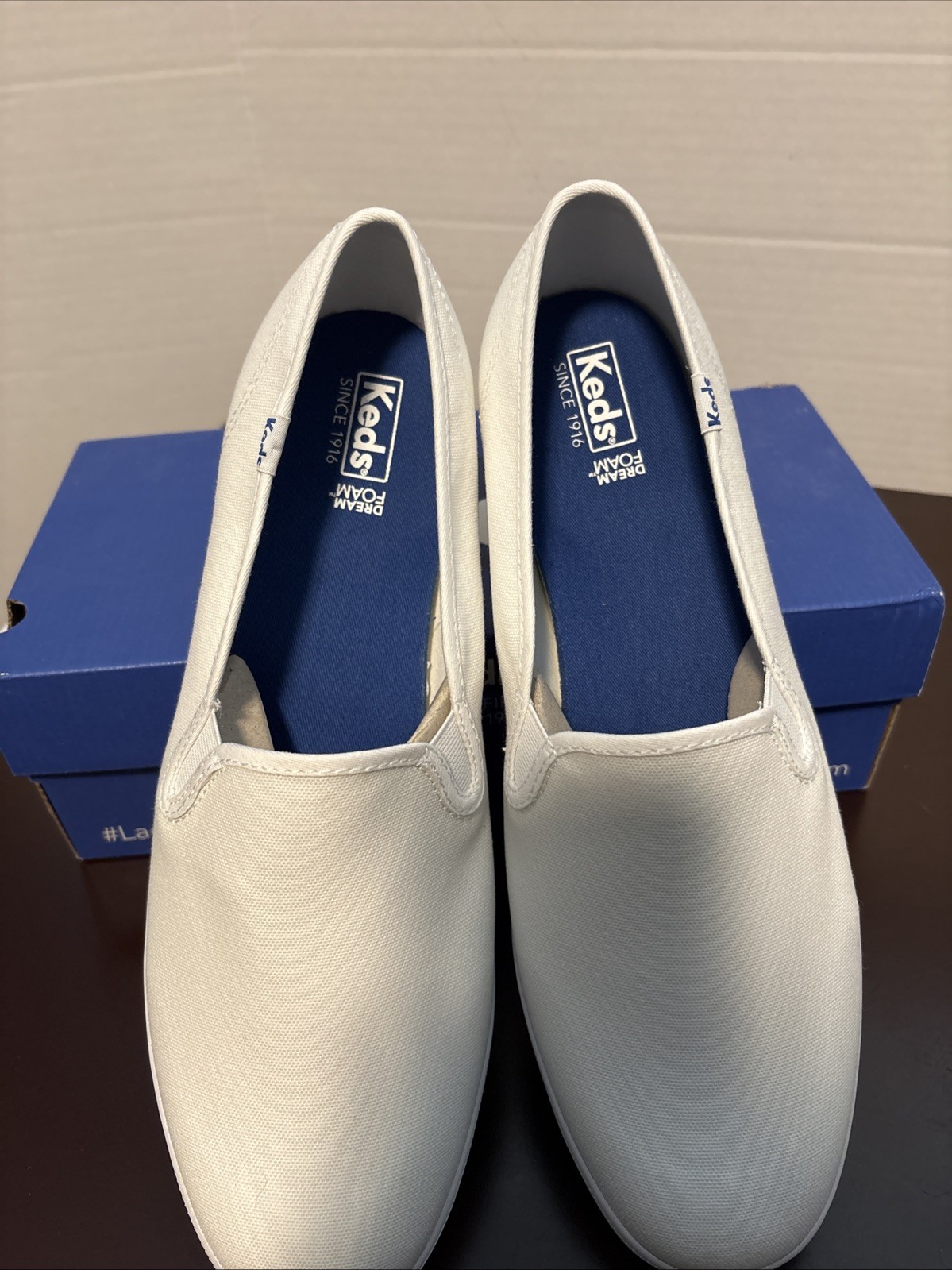 Keds Women’s Champion Canvas Slip-on Sneakers White (WF23240), size 12 W