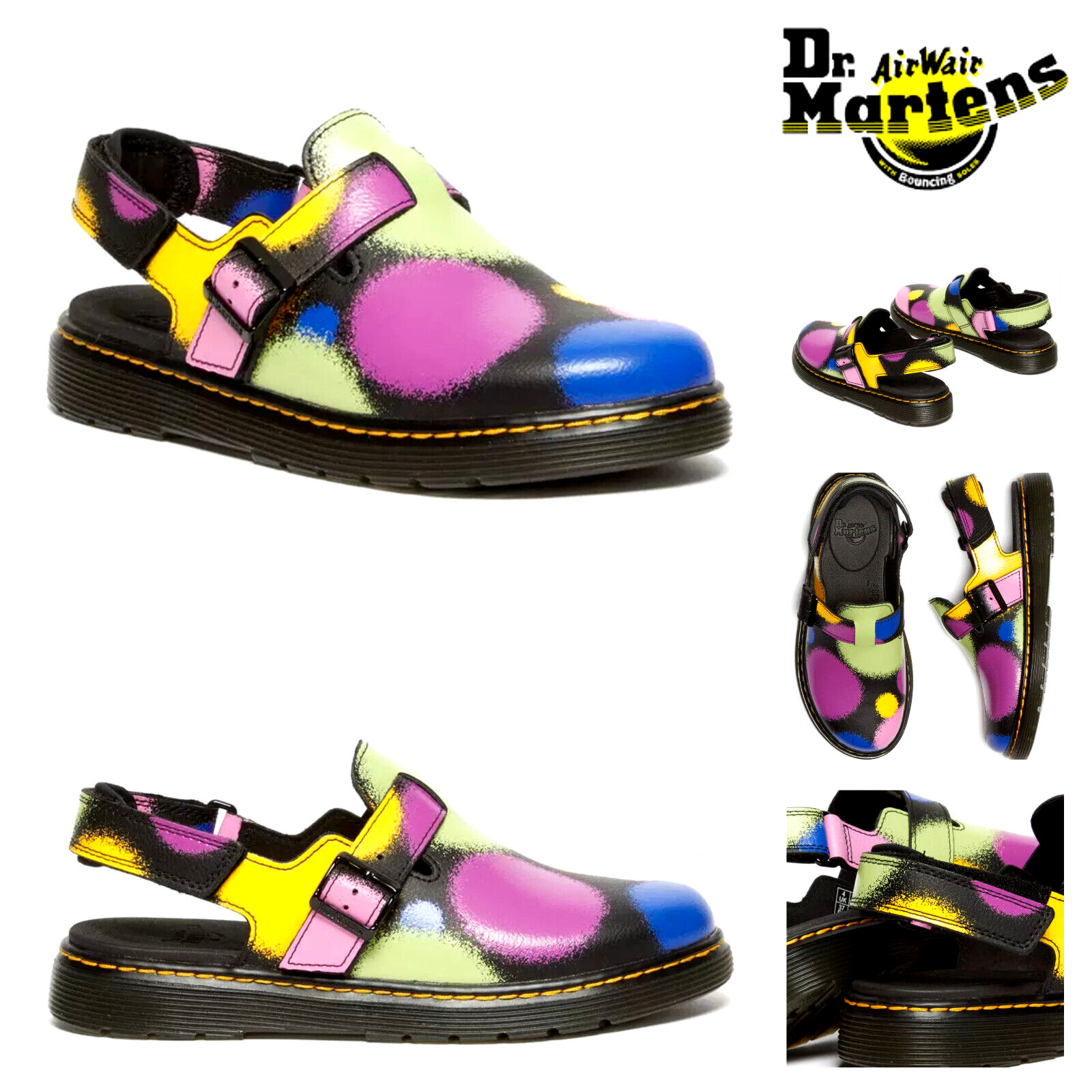 Dr Martens JORGIE Y Multi Haze Slingback Mules Youth Size 5 Black Multicolor NEW