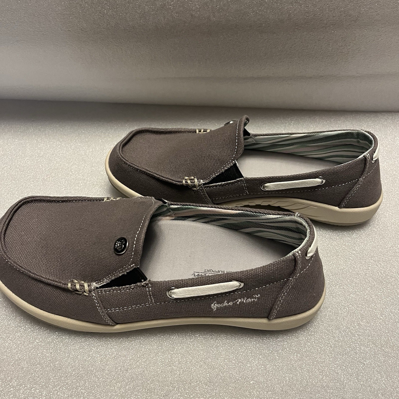 GECKO MAN Women’s Size 8 Orthotic Arch Support Canvas Slip On Loafer Shoes Gray