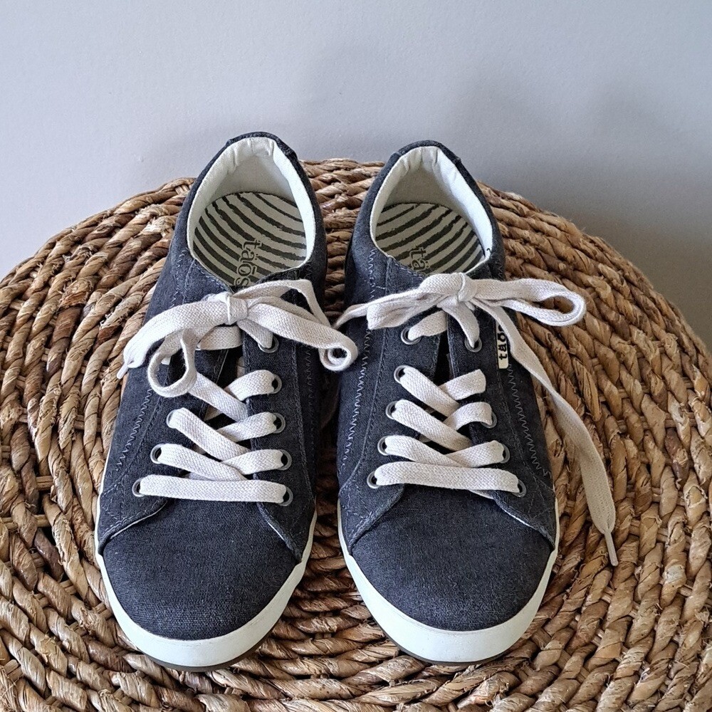 Taos Womens Star Charcoal Washed Canvas Casual/Athleisure Low Sneakers S-8