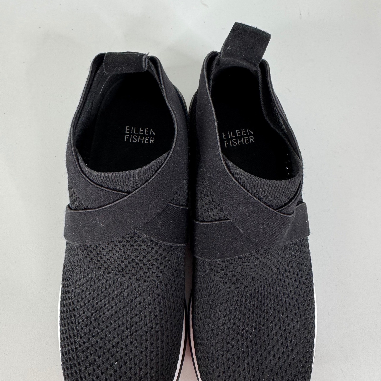 Eileen Fisher Zing Sustainable Stretch Knit Sneakers in Black Size 8