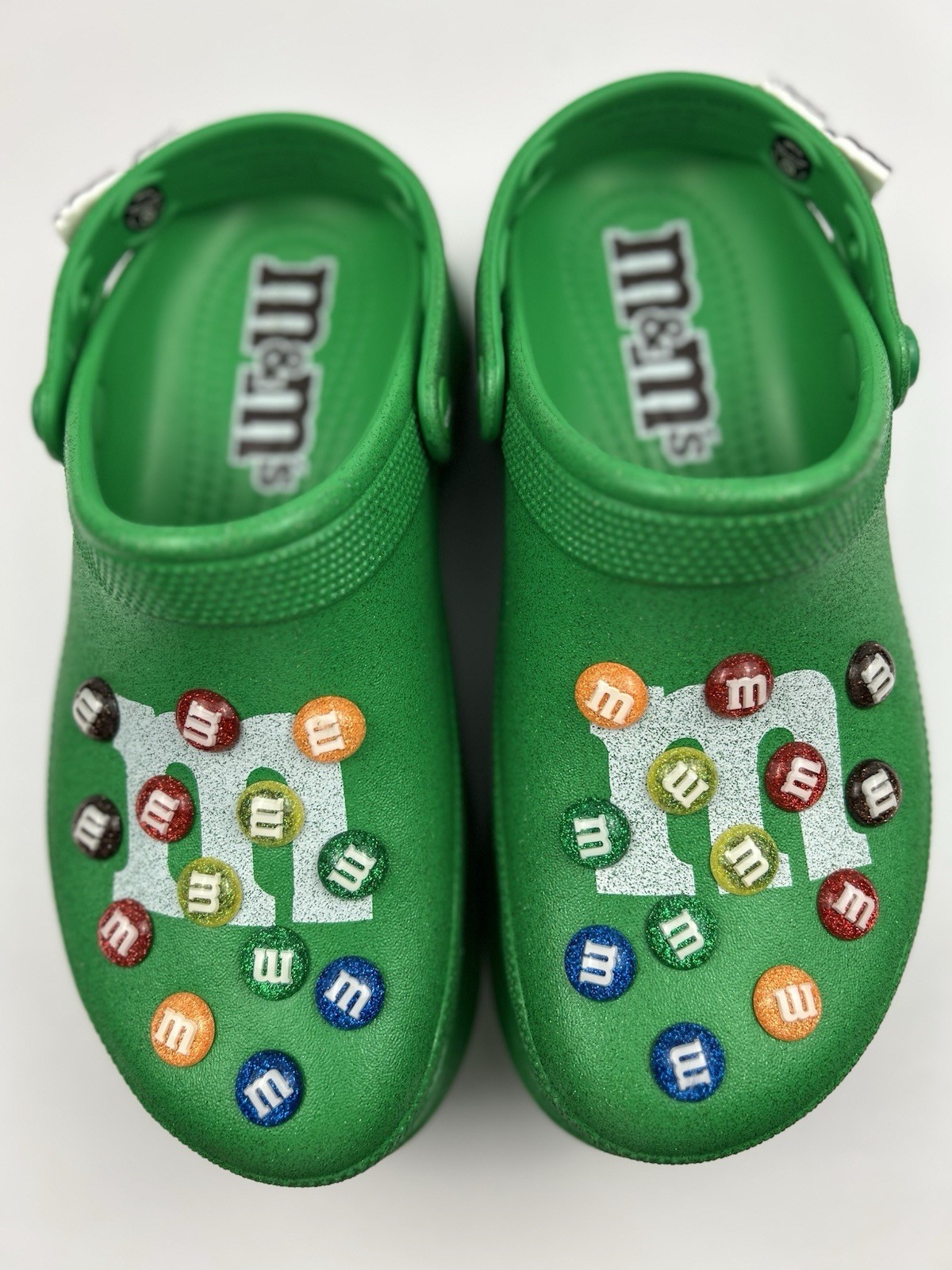 M&M’s x Crocs Classic Bae Platform Clog Green Multi Glitter Womens Size W9