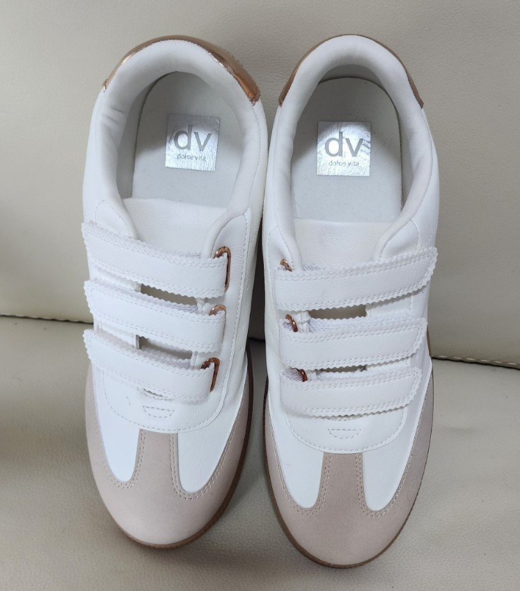 Dolce Vita Quick Faux Leather Sneakers Women Size 7.5,8,8.5,9,10 – White/Beige