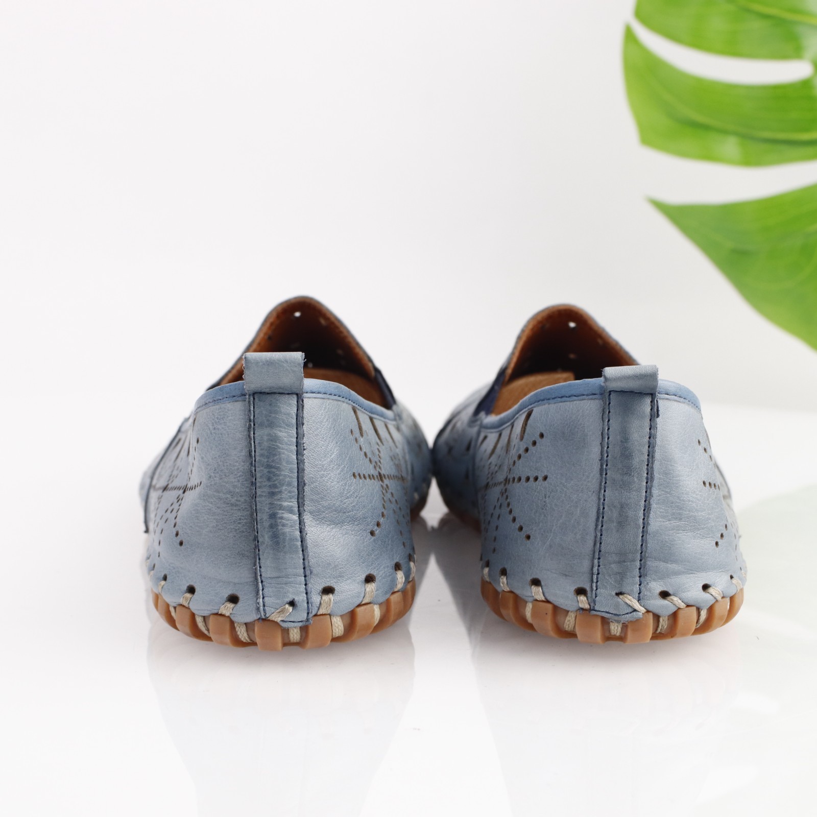 Spring Step Womens Fusaro Loafer Size 44 12.5 Blue Leather Cutouts Flexible Shoe