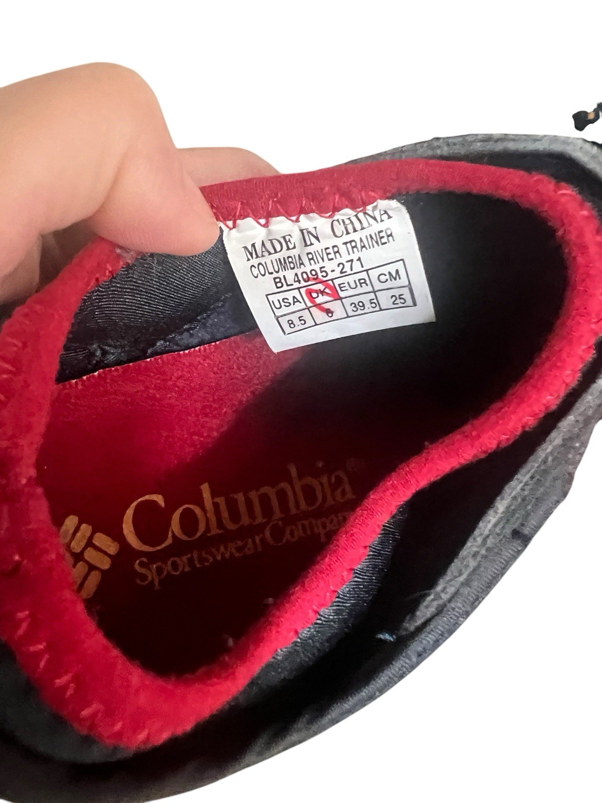 COLUMBIA Mens Red, Navy & Tan Suede Water Shoes Snake River Trainer Size 8.5