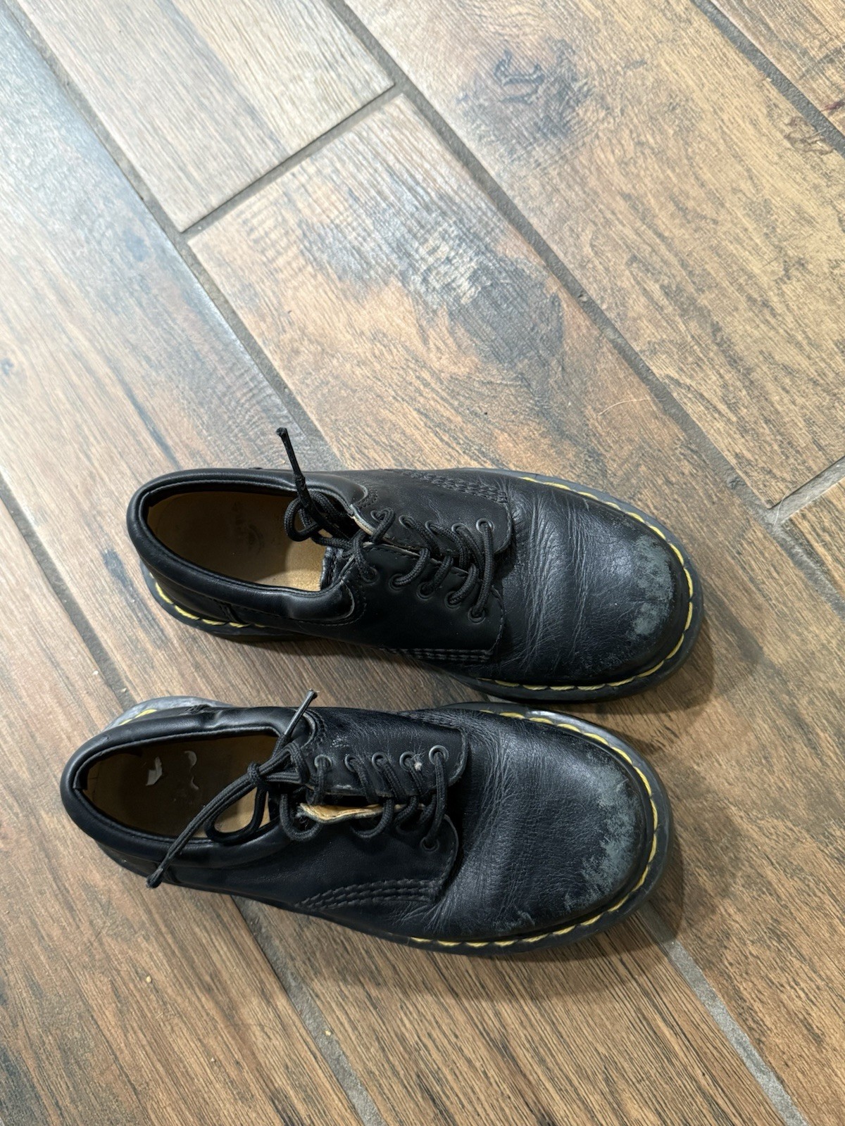Dr Doc Martens Chunky Oxford Shoes Men 5 Women 6 Black Leather Lace Up 8053 Quad